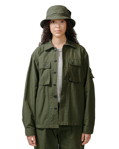 Beams Plus Lost & Found MIL SHT-JAC Cotton Ripstop Olive model front