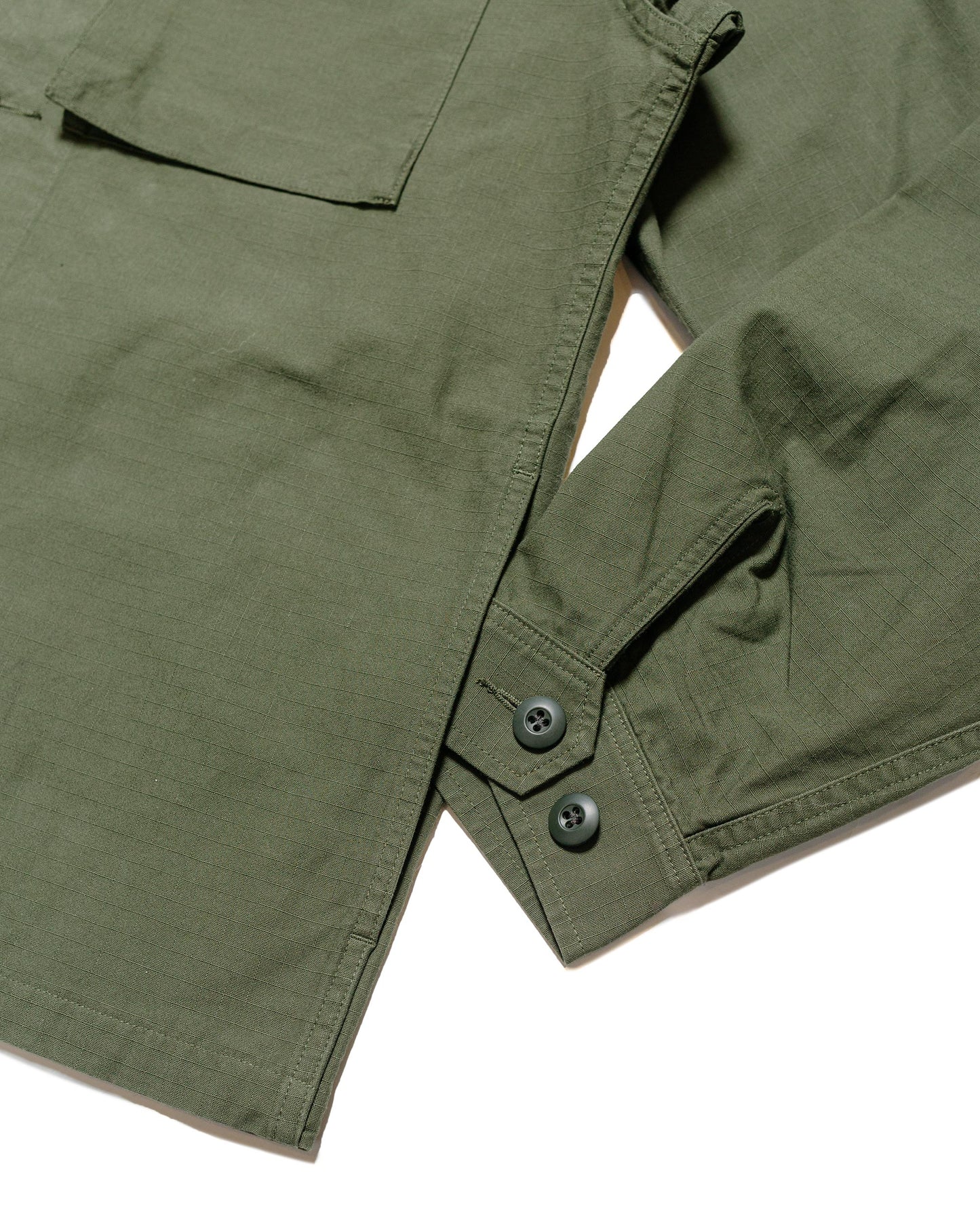 Beams Plus Lost & Found MIL SHT-JAC Cotton Ripstop Olive side pocket