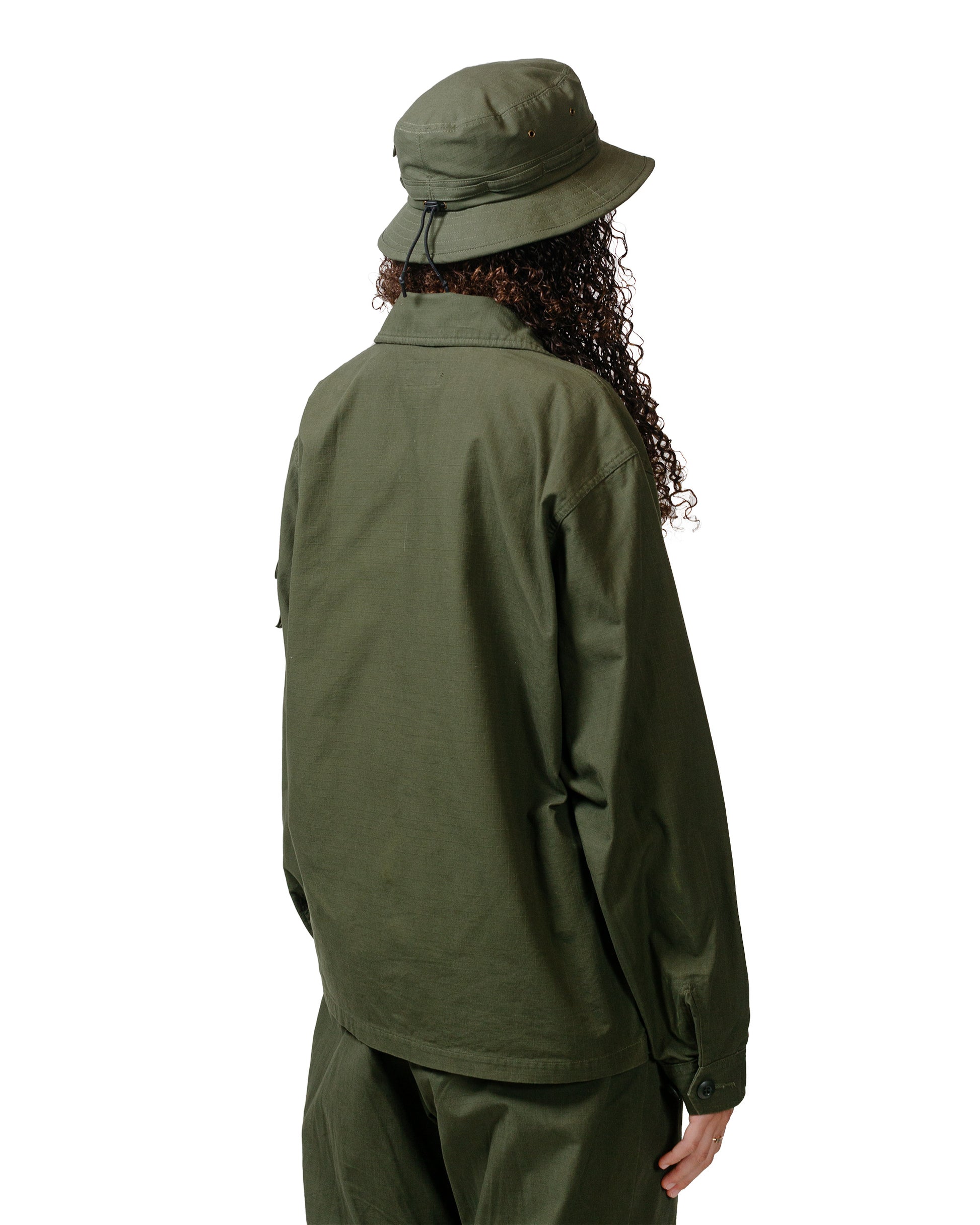 Beams Plus Lost & Found MIL SHT-JAC Cotton Ripstop Olive model back