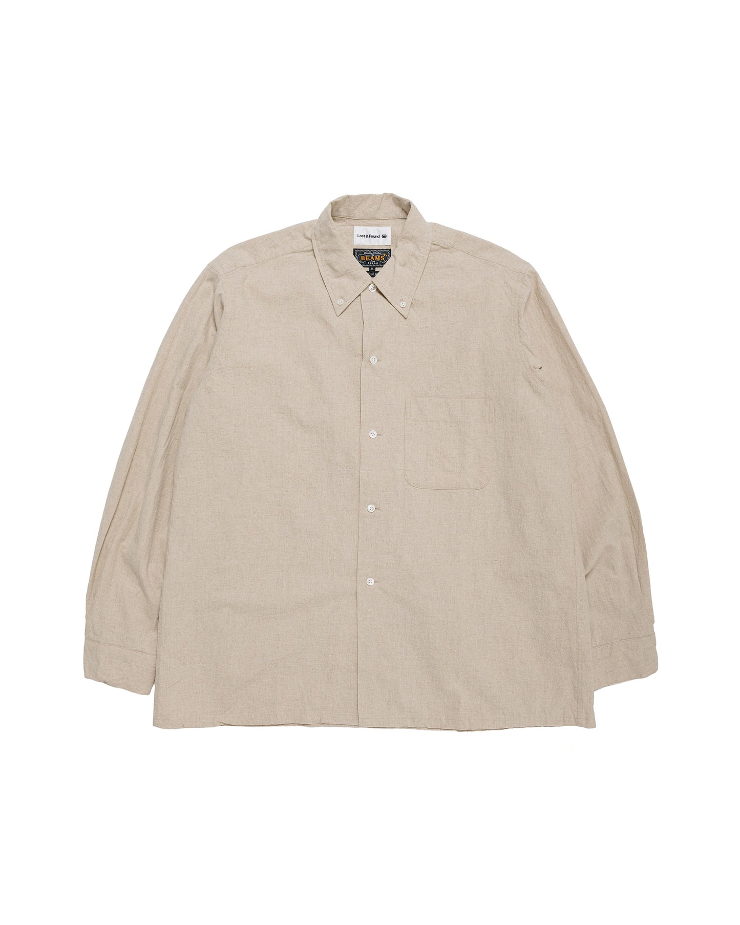 Beams Plus Lost & Found Open B.D. Linen Cotton Beige