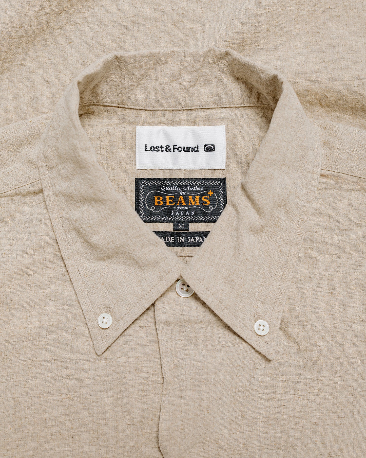 Beams Plus Lost & Found Open B.D. Linen Cotton Beige