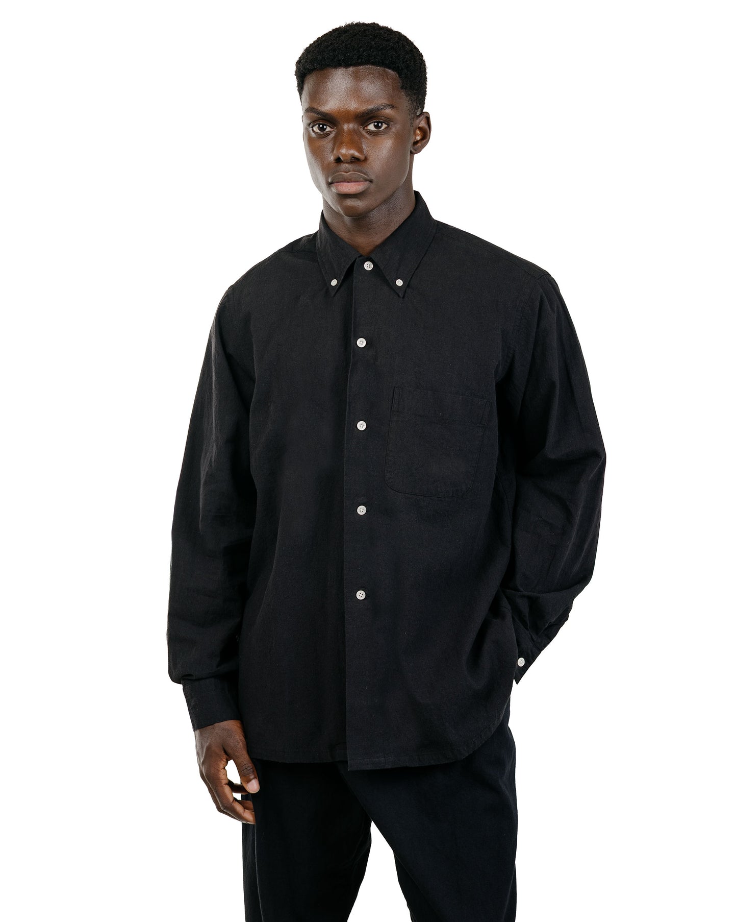 Beams Plus Lost & Found Open B.D. Linen Cotton Black