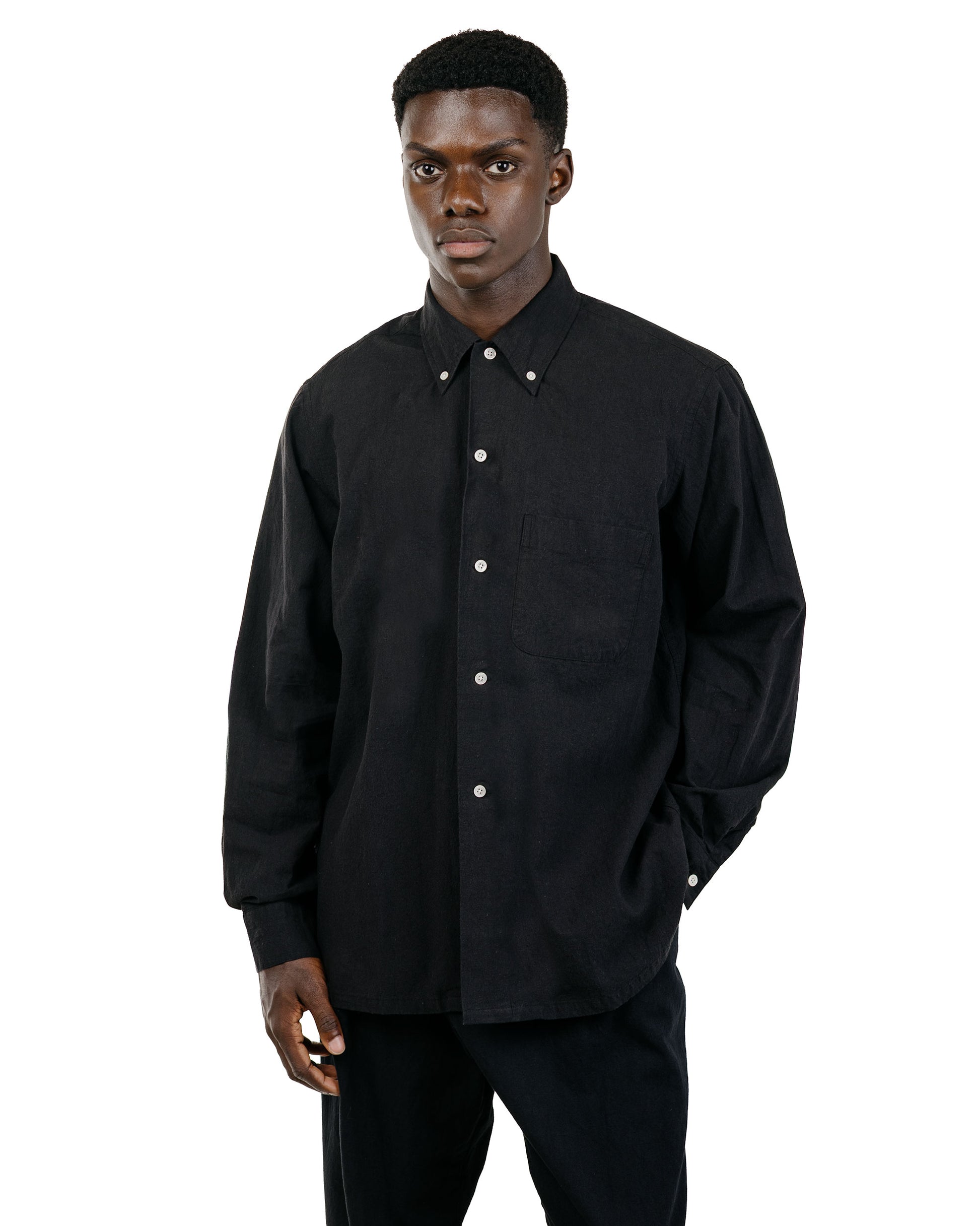 Beams Plus Lost & Found Open B.D. Linen Cotton Black