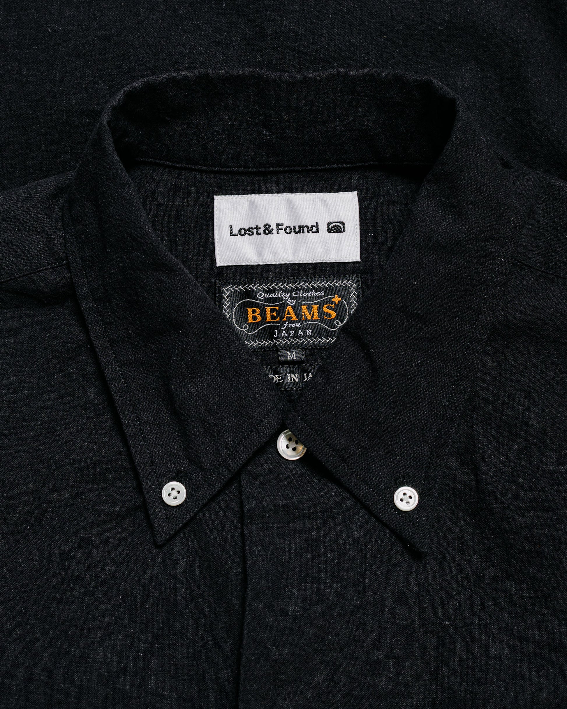 Beams Plus Lost & Found Open B.D. Linen Cotton Black