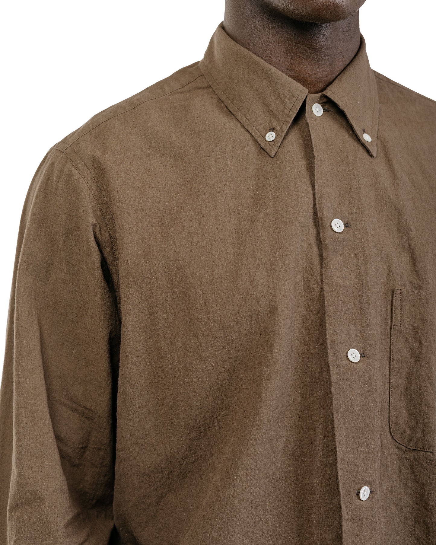 Beams Plus Lost & Found Open B.D. Linen Cotton Olive