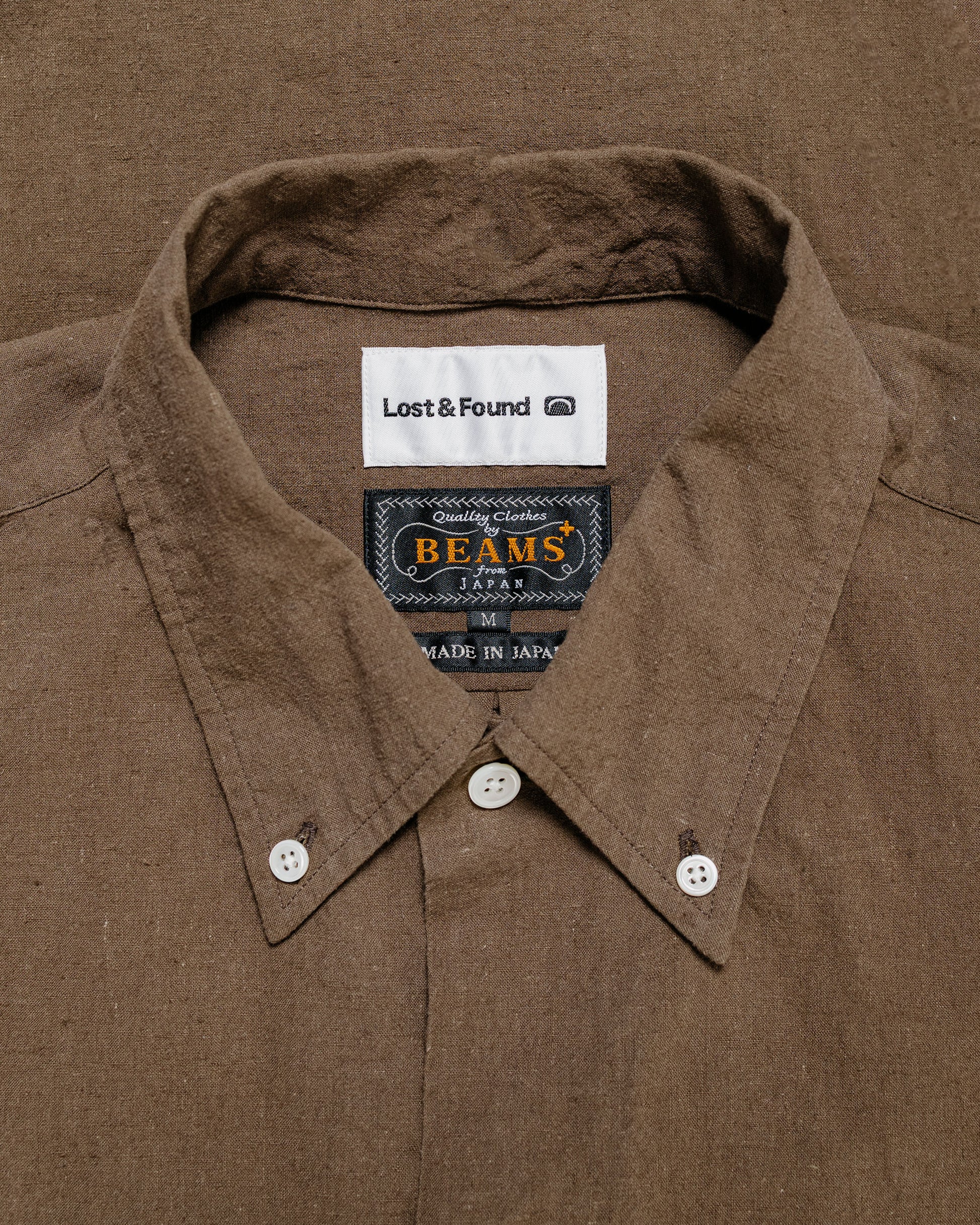Beams Plus Lost & Found Open B.D. Linen Cotton Olive