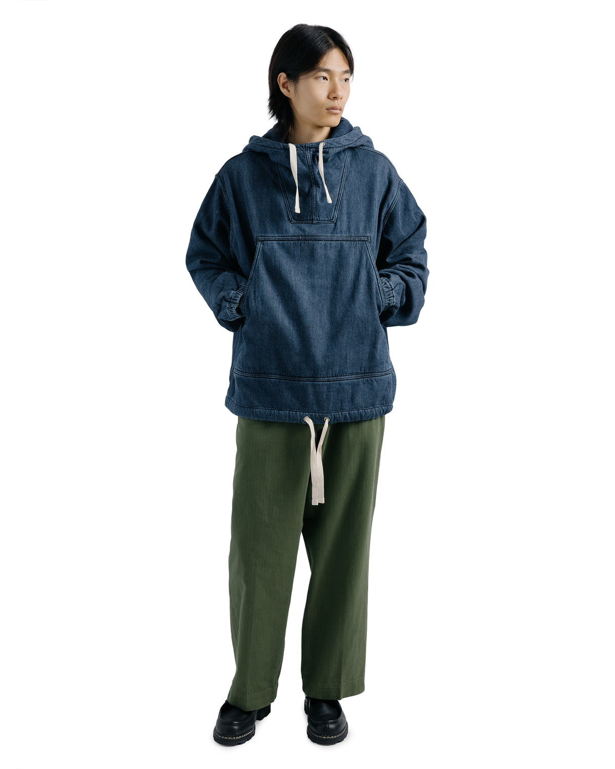 Beams Plus MIL Smock Denim Pile Fade Wash
