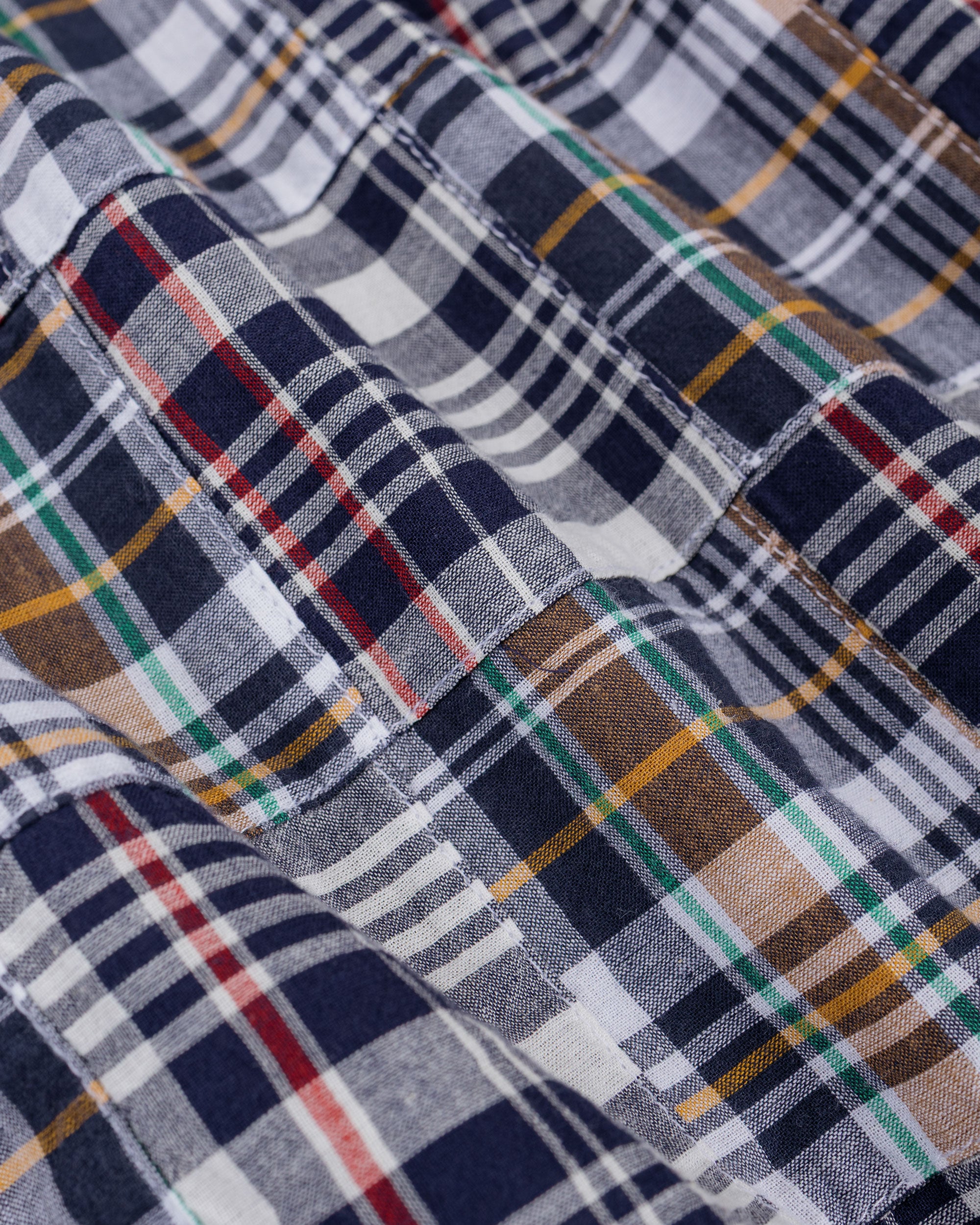 Beams Plus MIL Smock Patchwork Madras Navy