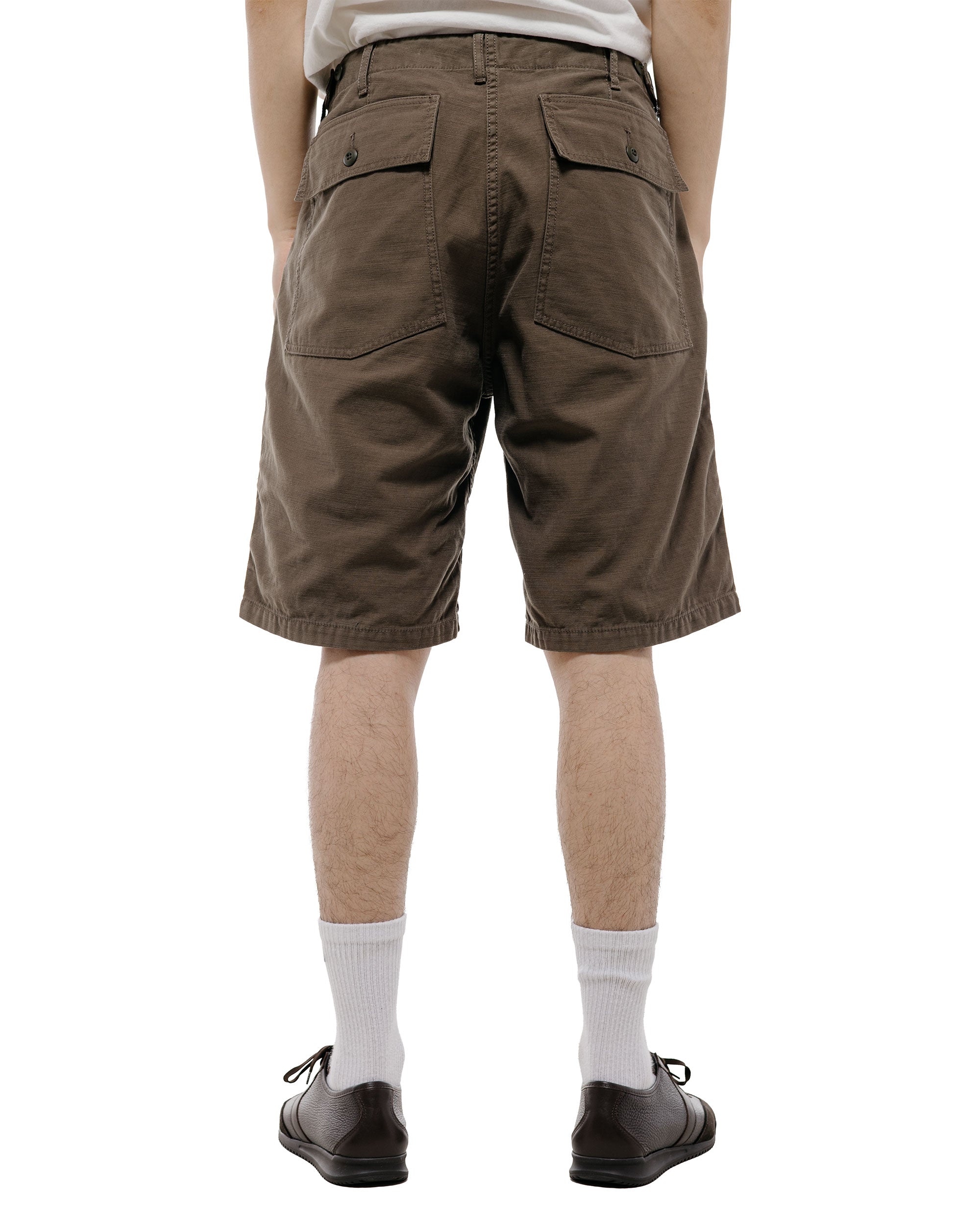 Beams Plus MIL Utility Shorts Reversed Sateen Olive Brown