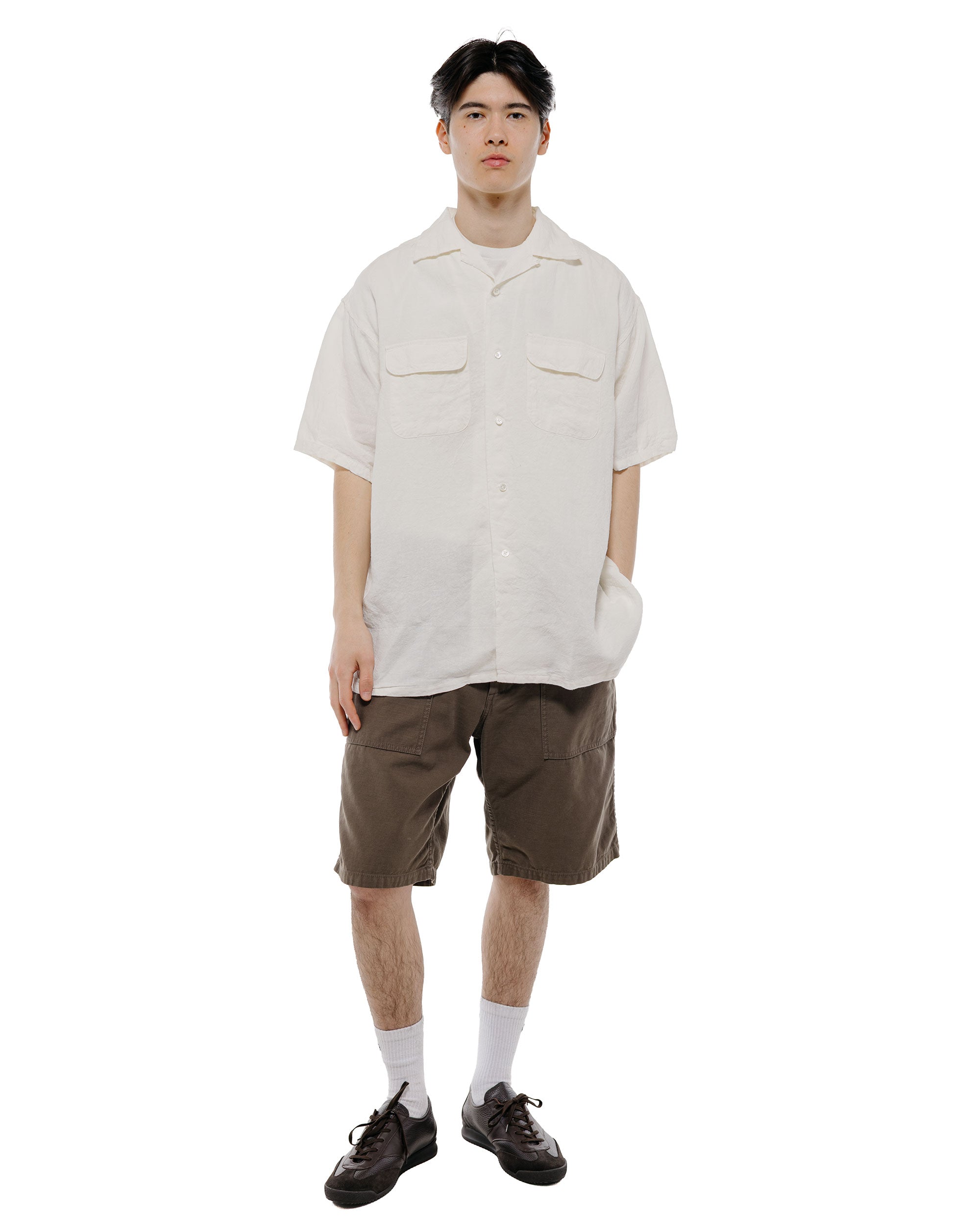 Beams Plus MIL Utility Shorts Reversed Sateen Olive Brown