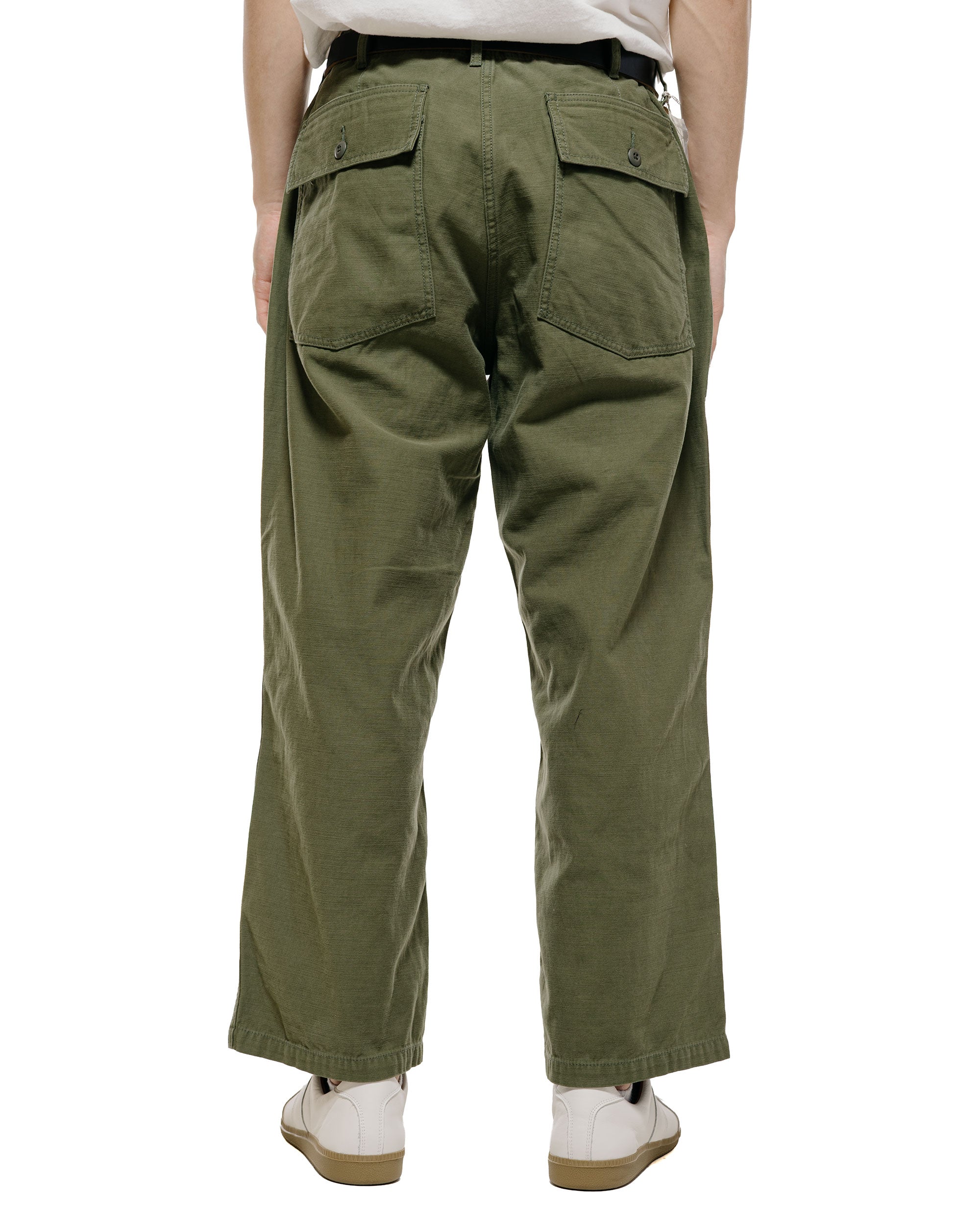 Beams Plus MIL Utility Trousers Reversed Sateen Olive Green