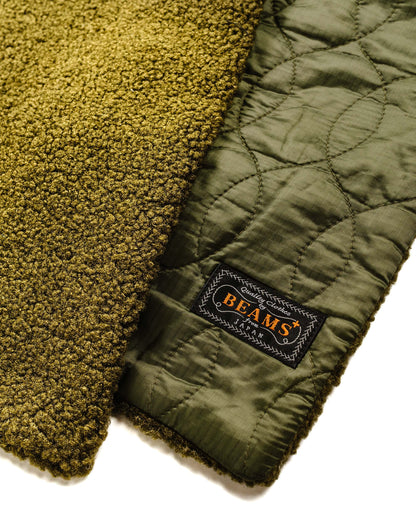Beams Plus Muffler Boa Quilting Olive Detail