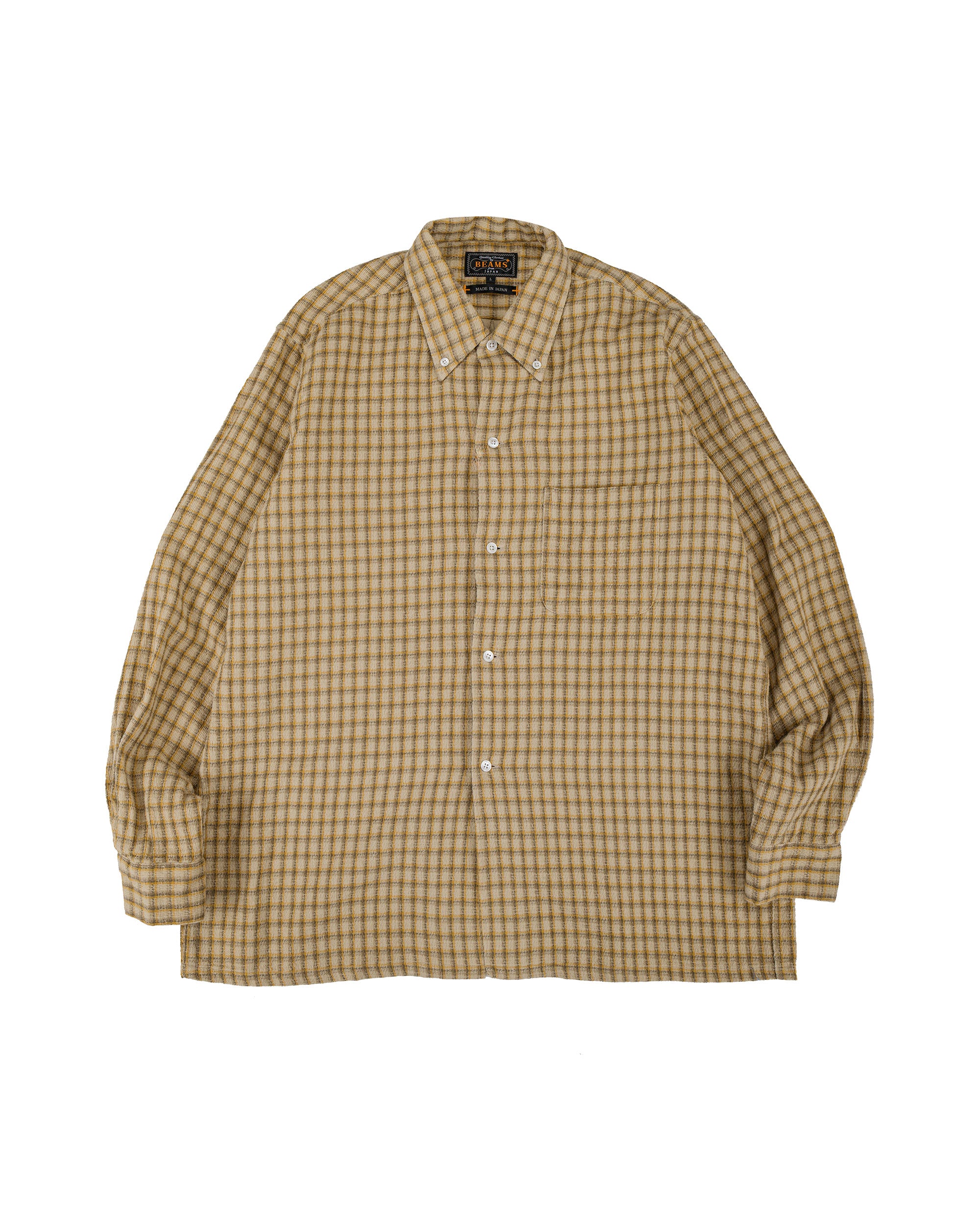 Beams Plus Open B.D. Panama Plaid Double Face Beige