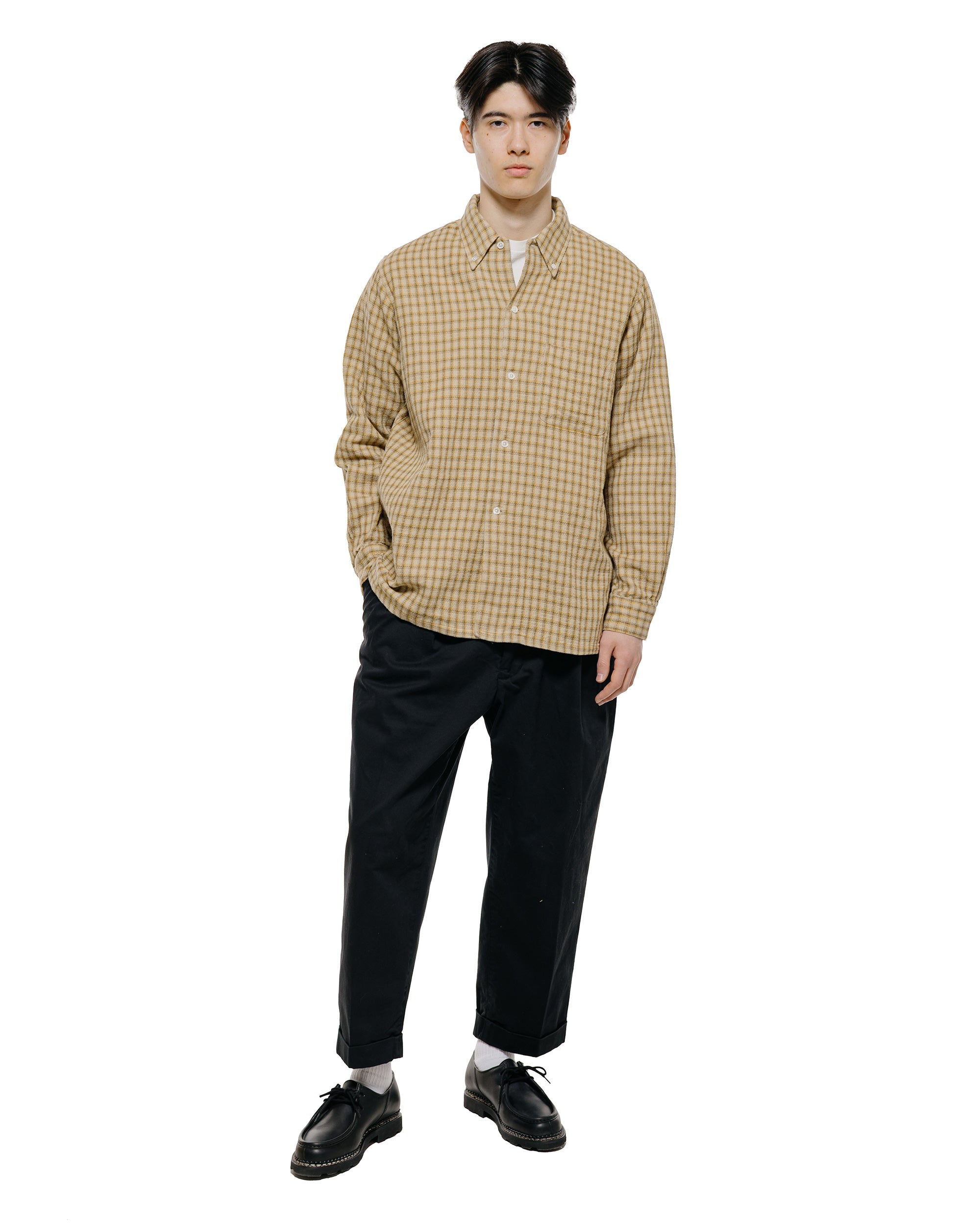 Beams Plus Open B.D. Panama Plaid Double Face Beige