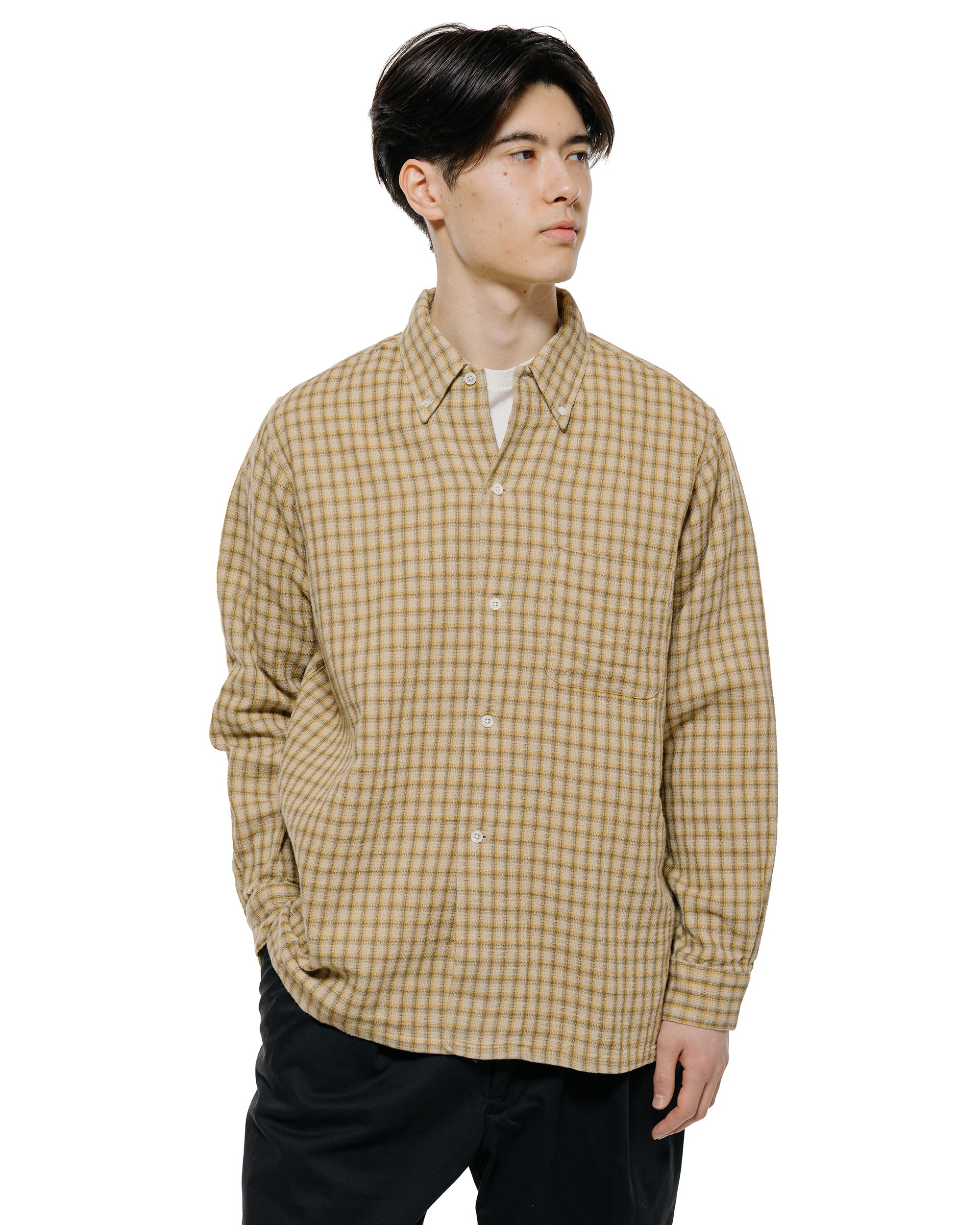 Beams Plus Open B.D. Panama Plaid Double Face Beige