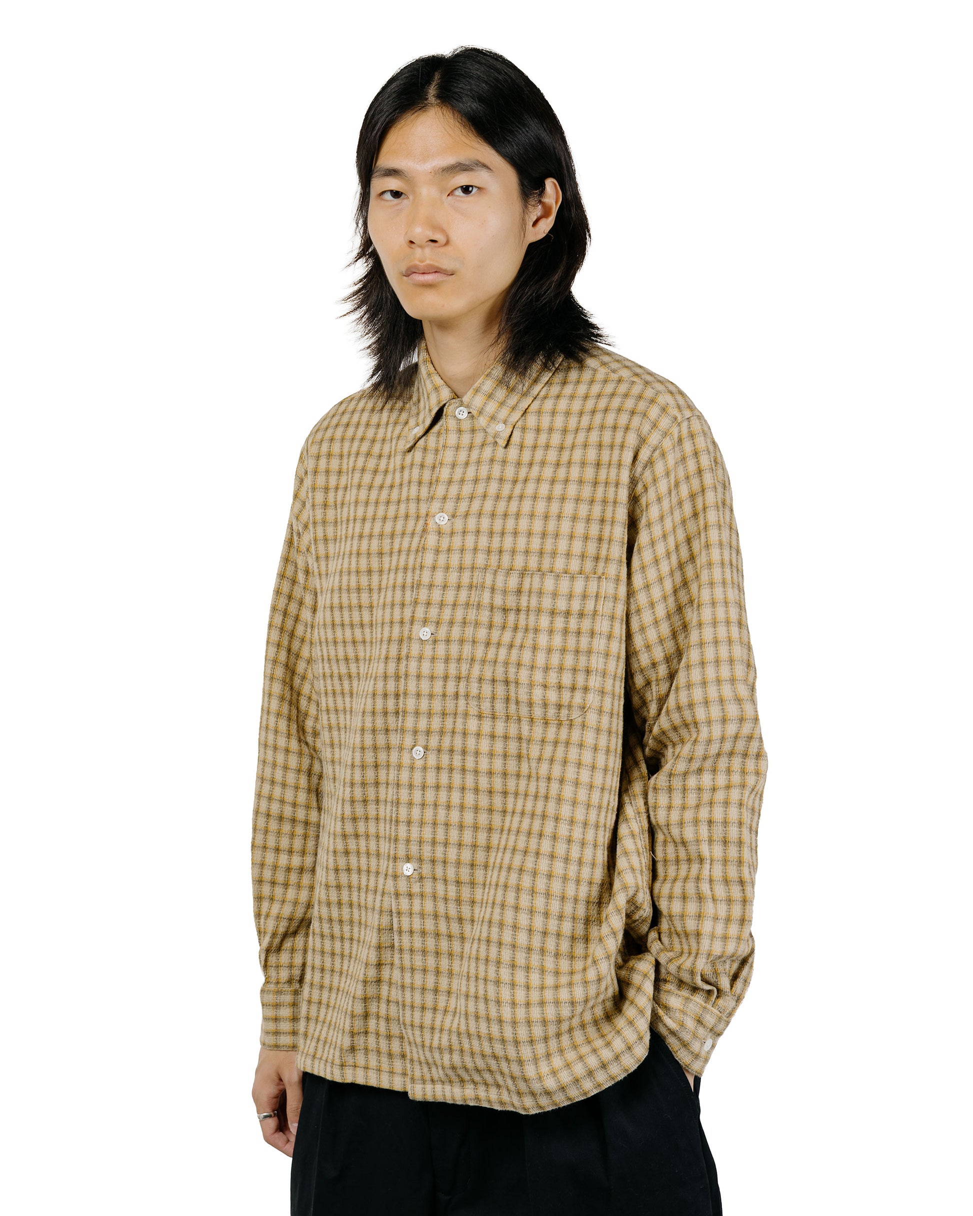Beams Plus Open B.D. Panama Plaid Double Face Beige