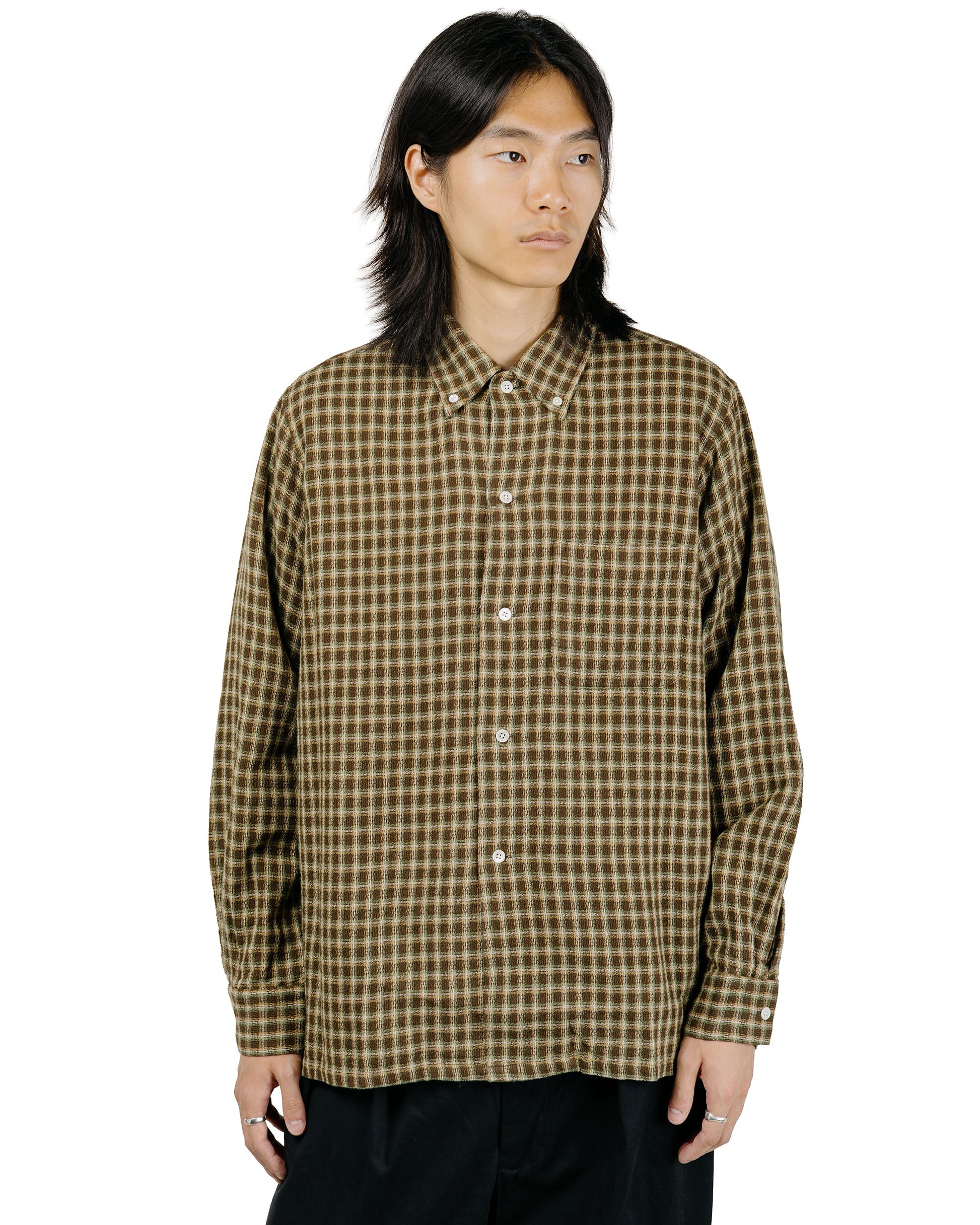 Beams Plus Open B.D. Panama Plaid Double Face Brown