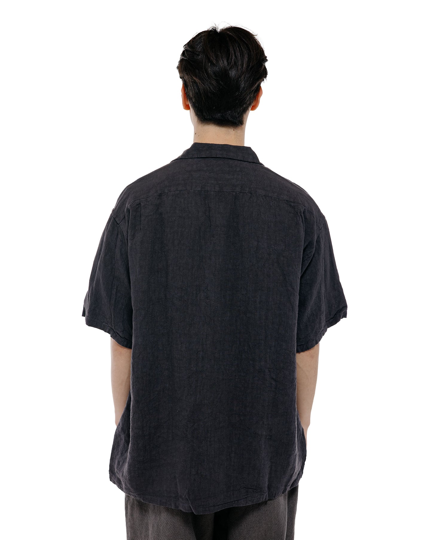Beams Plus Open Collar 140 Linen Charcoal