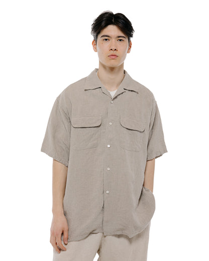 Beams Plus Open Collar 140 Linen Natural