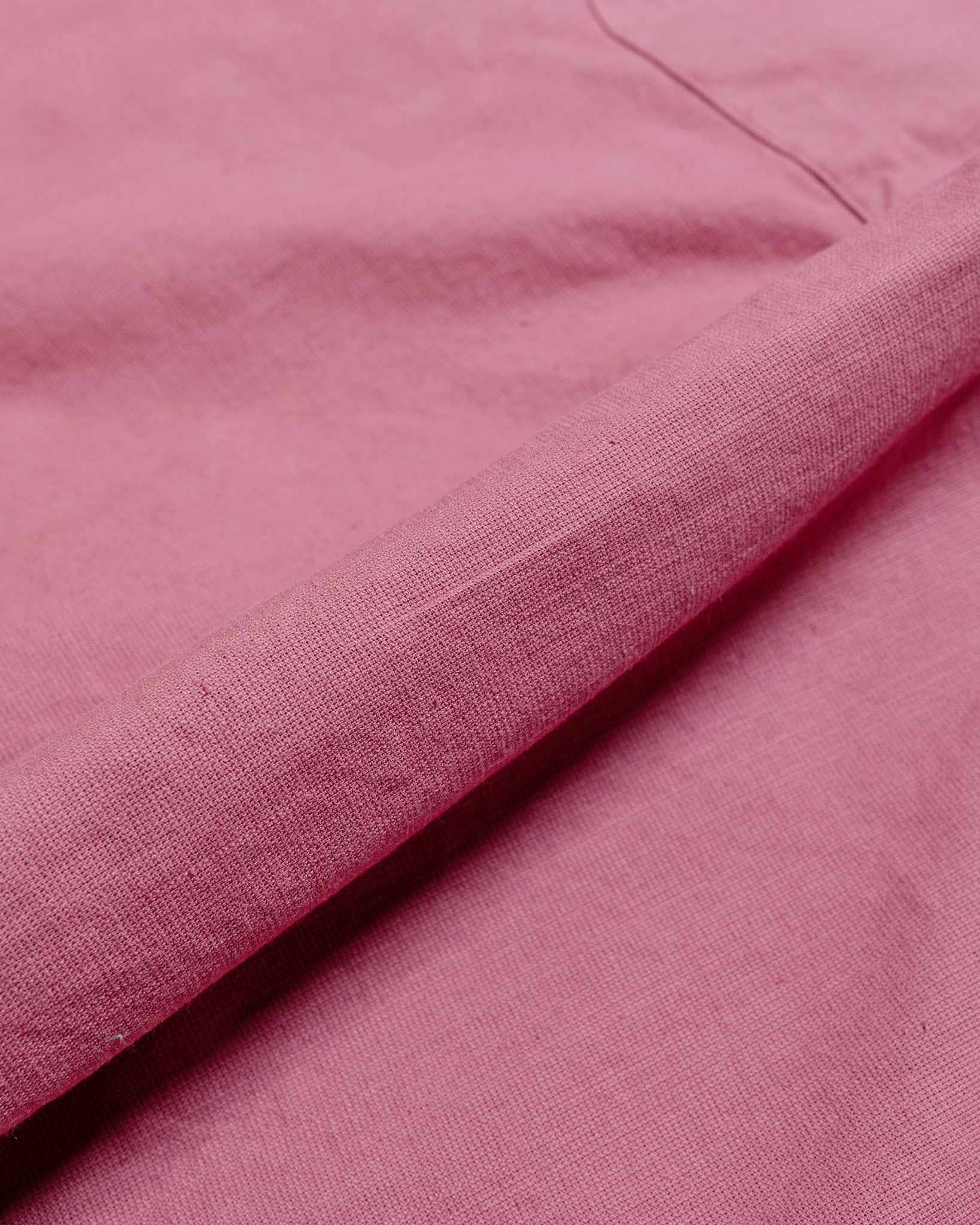Beams Plus Open Collar Cotton Linen Panama Garment Dye Dusty Pink fabric