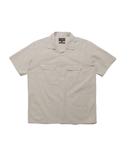 Beams Plus Open Collar Cotton Linen Panama Garment Dye Sand