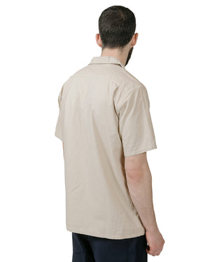 Beams Plus Open Collar Cotton Linen Panama Garment Dye Sand model back