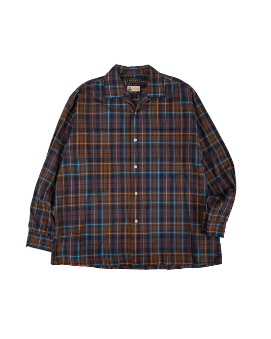 Beams Plus Open Collar Madras Brown