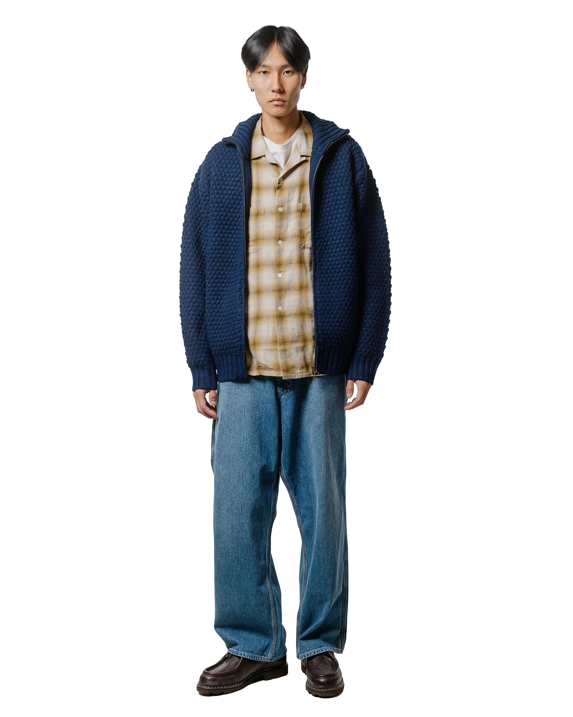 Beams Plus Open Collar Ombre Brown