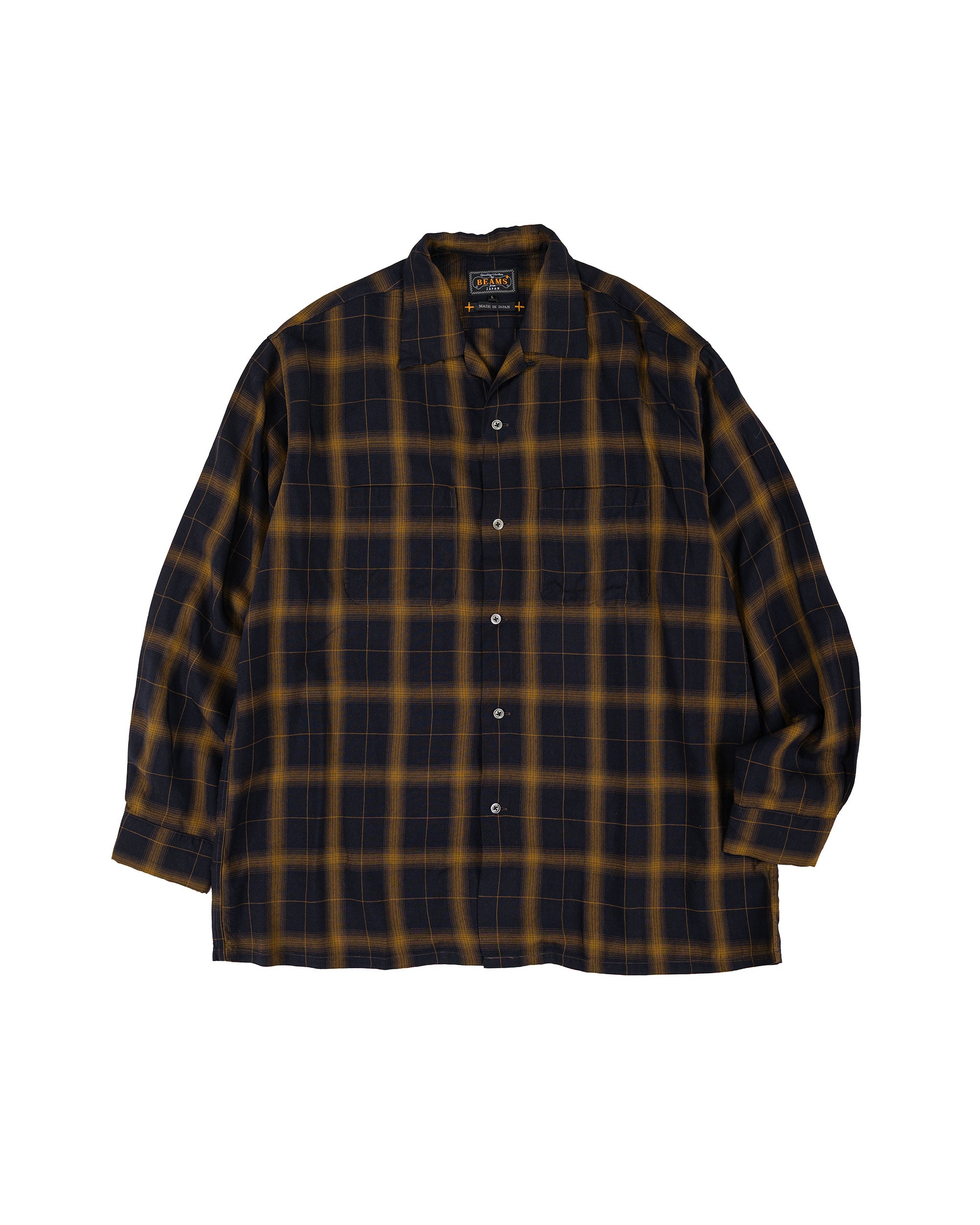 BeamsPlusOpenCollarOmbrePlaidB