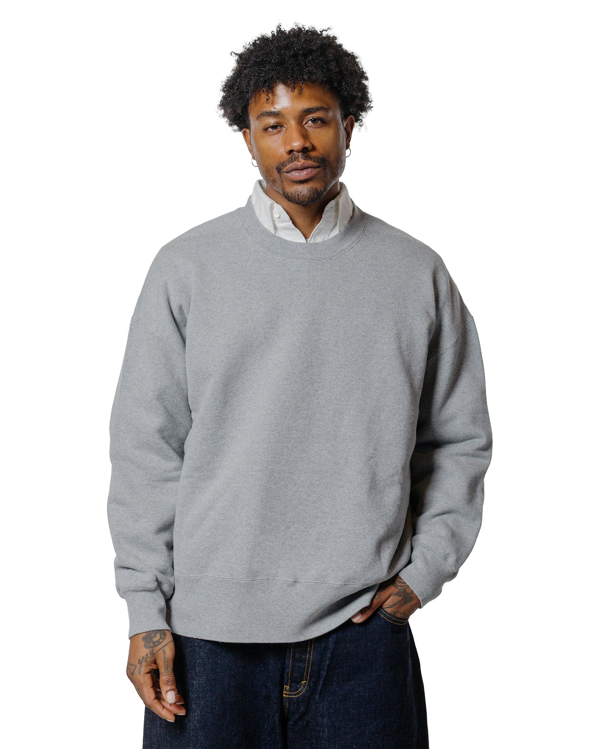 Beams Plus Studio Nicholson Holly Jersey Crewneck Sweat Grey Marl