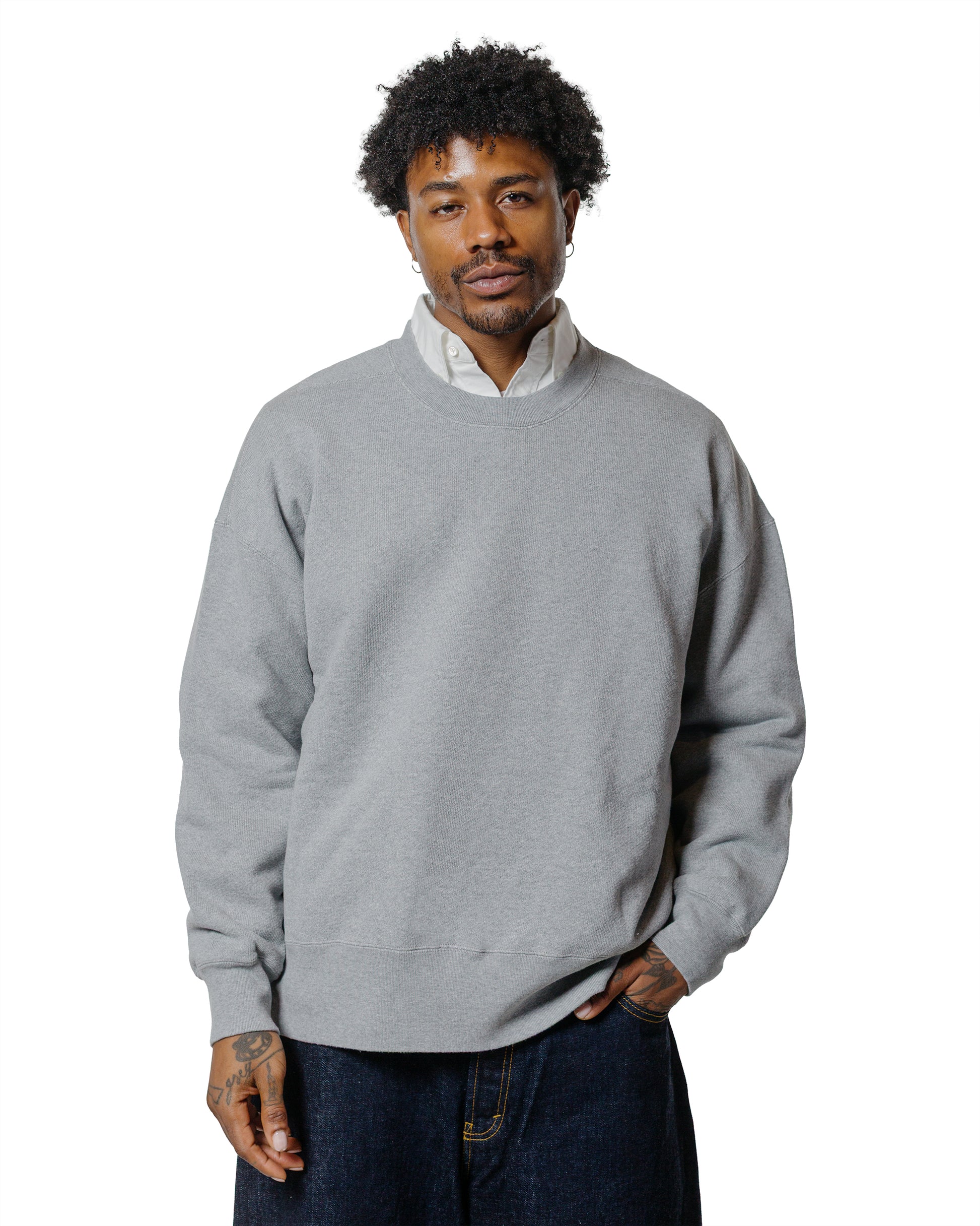 Beams Plus Studio Nicholson Holly Jersey Crewneck Sweat Grey Marl
