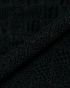Beams Plus Zip Knit Polo Mesh Black fabric