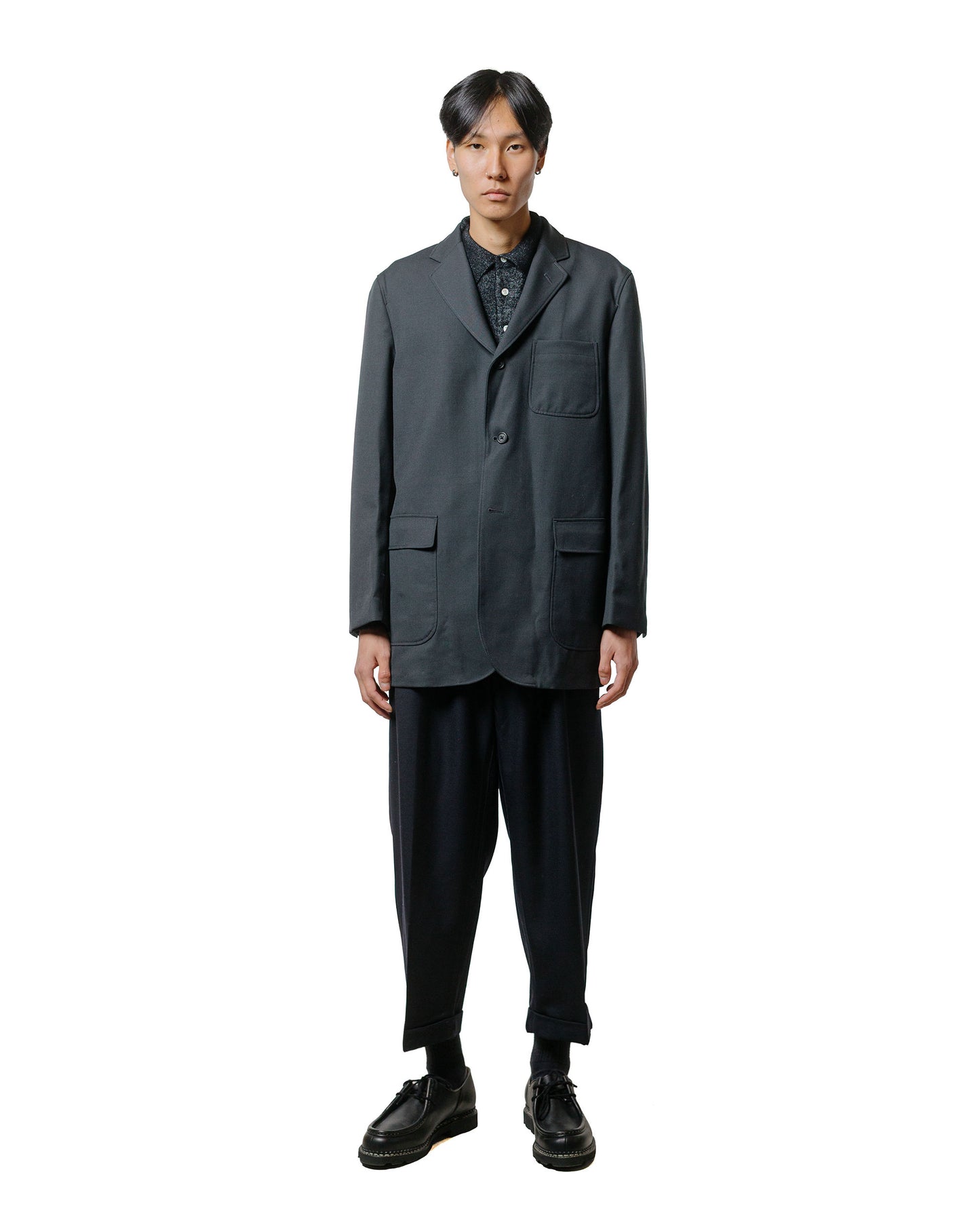 Beams Plus 2Pleats Laundry Wool Navy