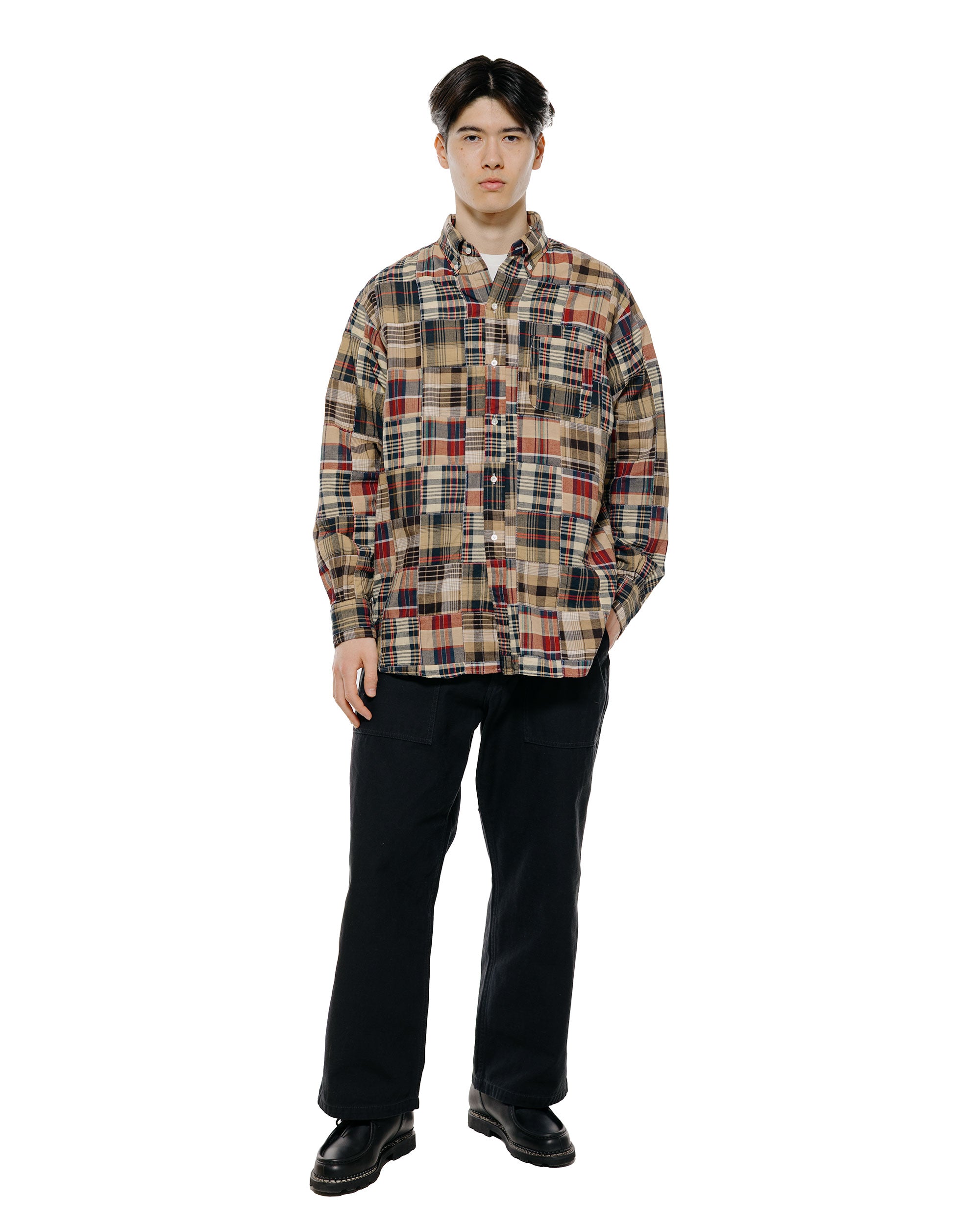 Beams Plus B.D. クラシックフィット パッチワーク マドラス ブラウン