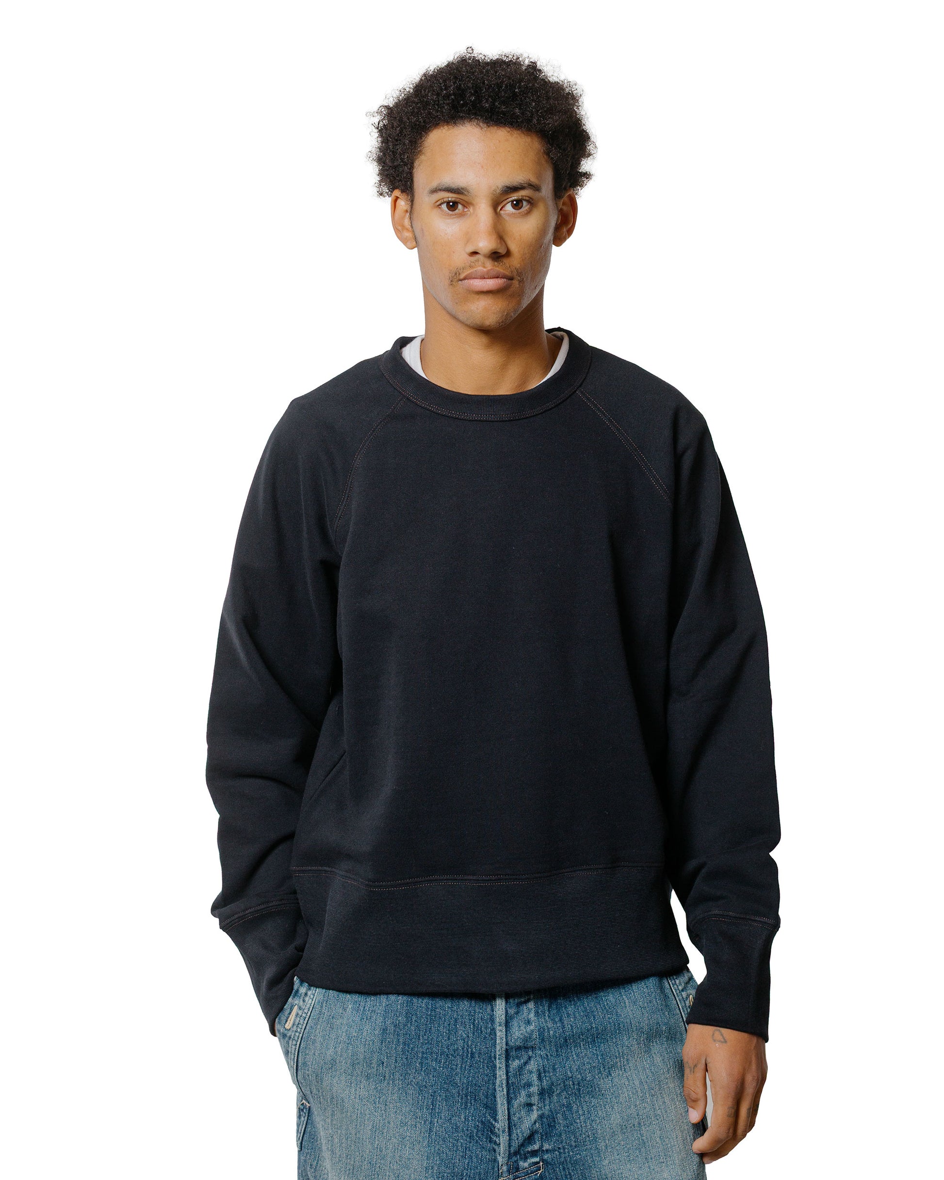 Body of Work Aster Raglan Sweatshirt BlackLoam Brown Stitch