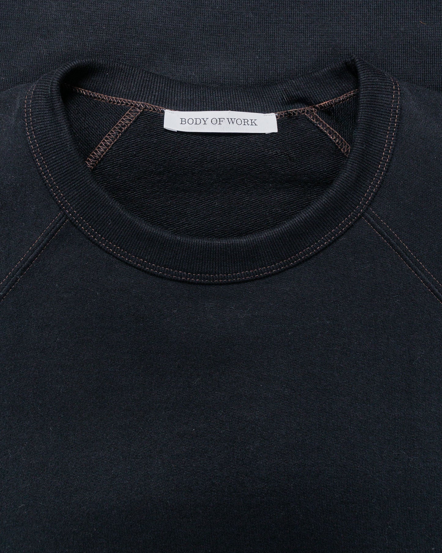 Body of Work Aster Raglan Sweatshirt BlackLoam Brown Stitch