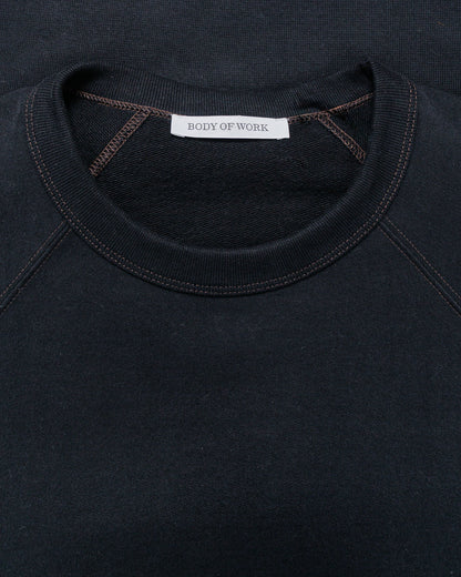 Body of Work Aster Raglan Sweatshirt BlackLoam Brown Stitch