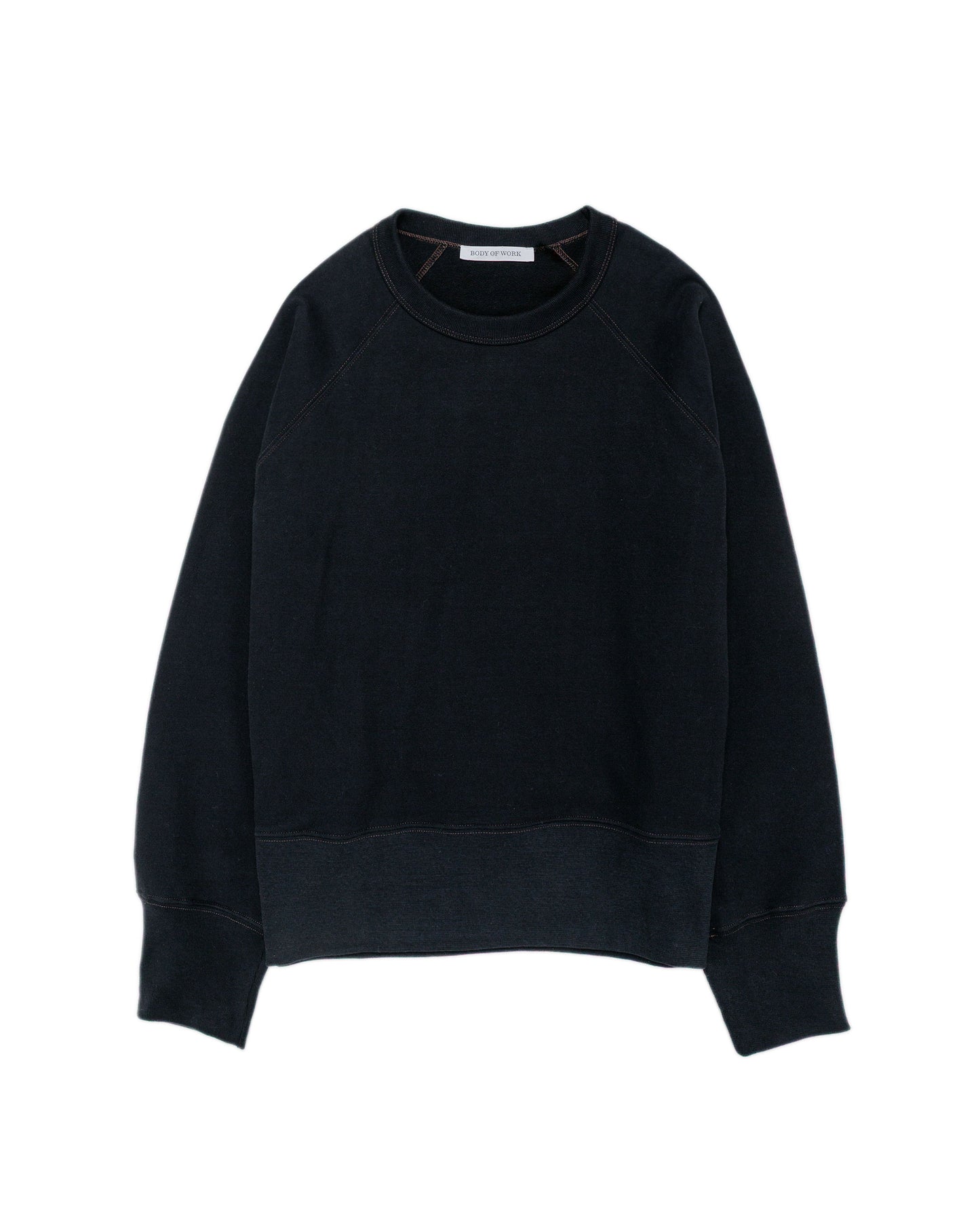 Body of Work Aster Raglan Sweatshirt BlackLoam Brown Stitch