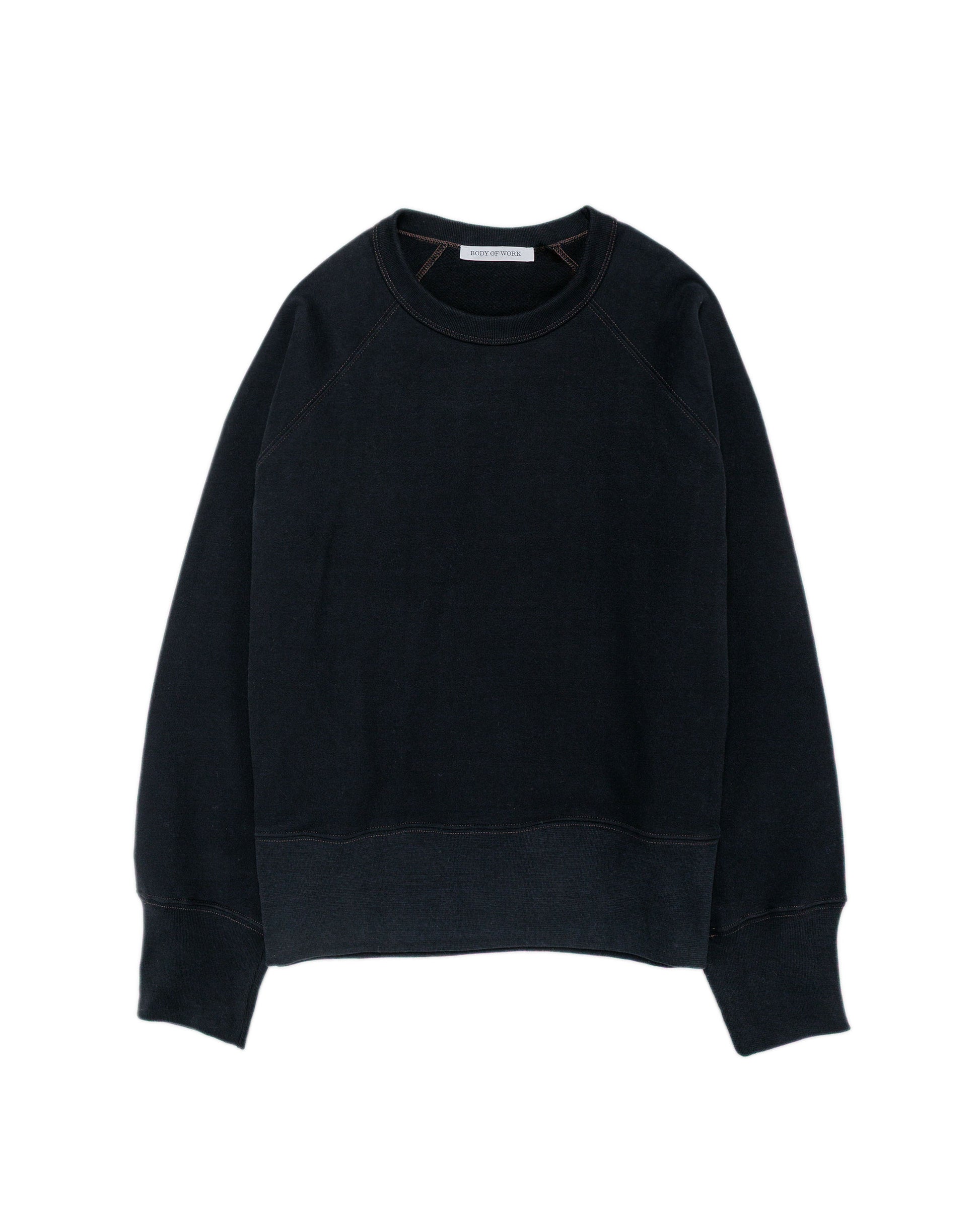 Body of Work Aster Raglan Sweatshirt BlackLoam Brown Stitch