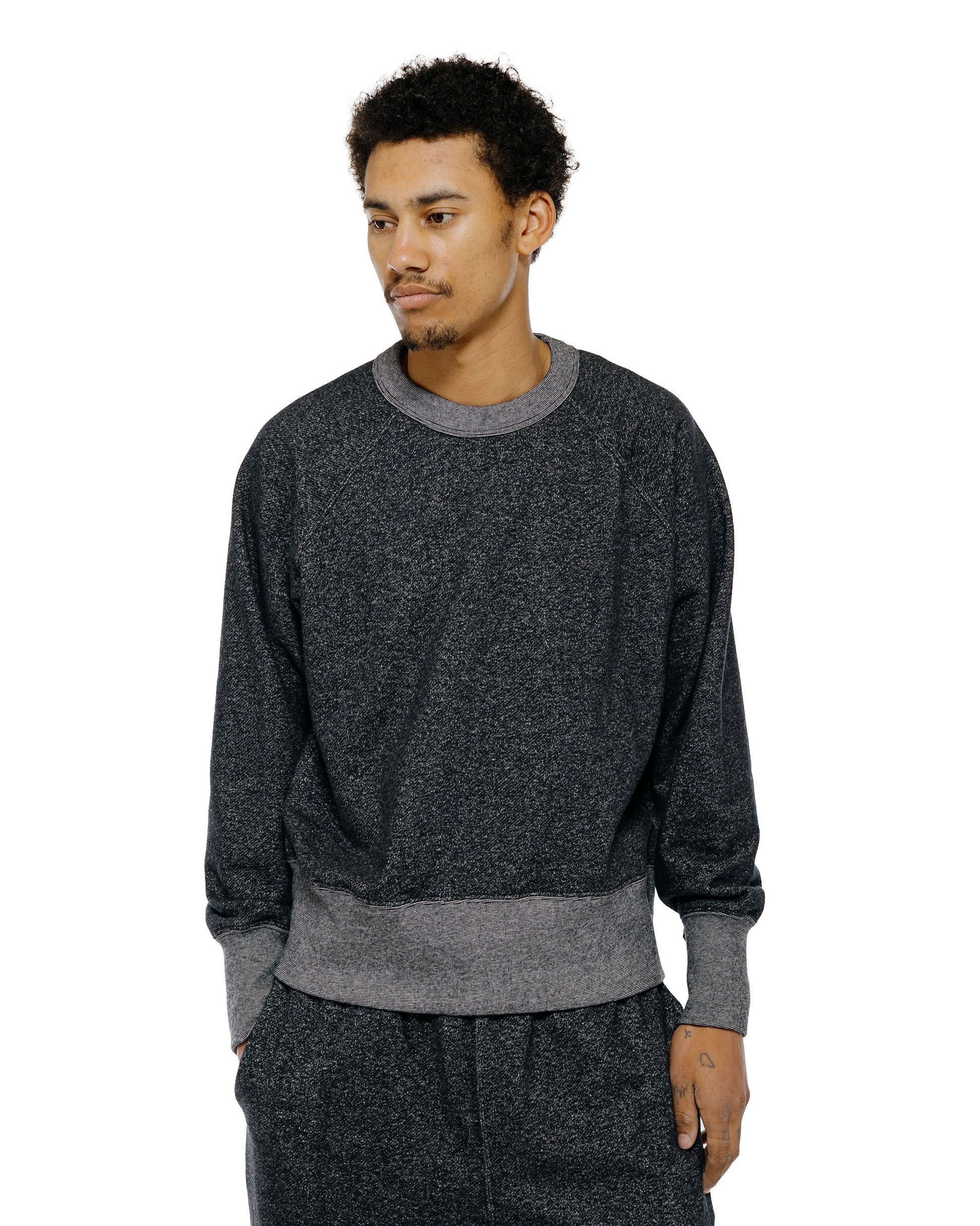 Body of Work Aster Raglan Sweatshirt Pebble Knit French Terry Black