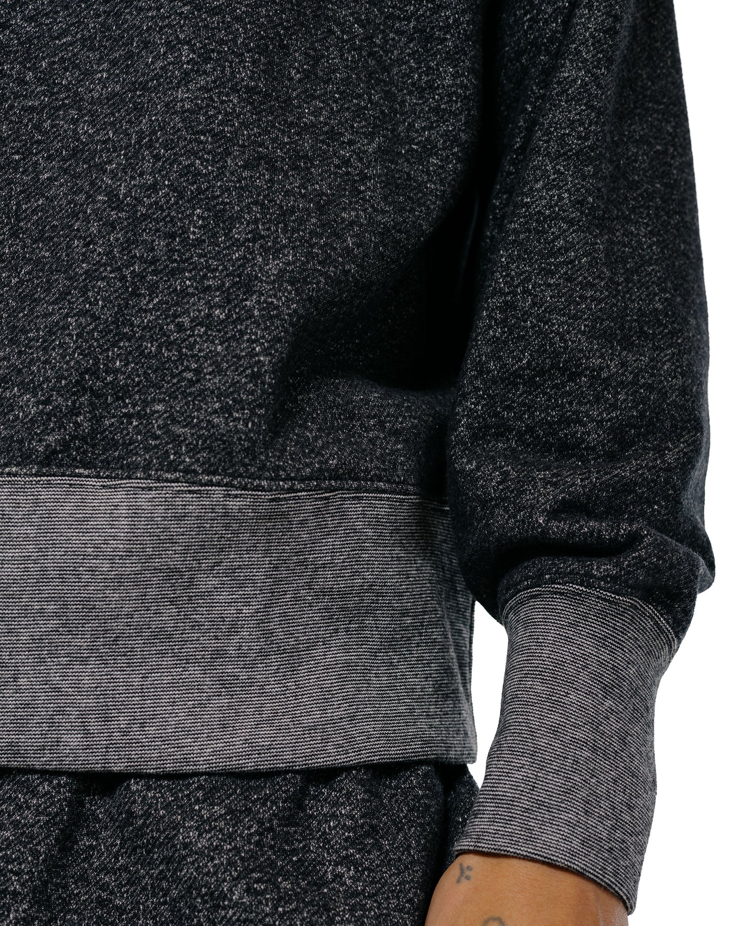 Body of Work Aster Raglan Sweatshirt Pebble Knit French Terry Black