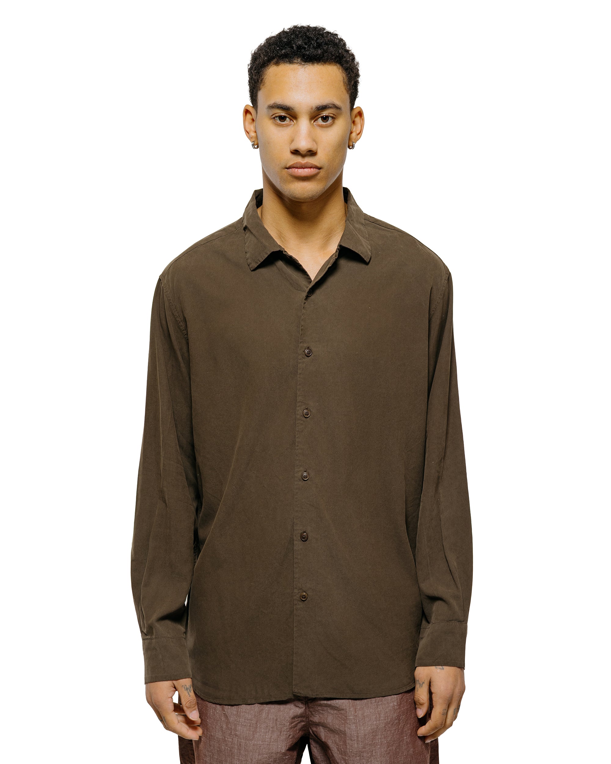 casey casey CHEMISE BIG RACCORCIE Mサイズ CASEY CASEY Big Raccourice Shirt Spun Silk Brown