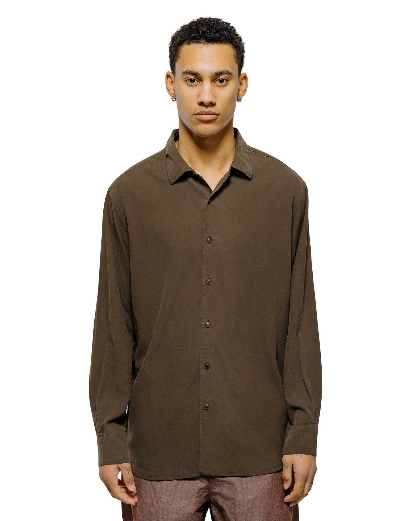 CASEY CASEY Big Raccourice Shirt Spun Silk Brown