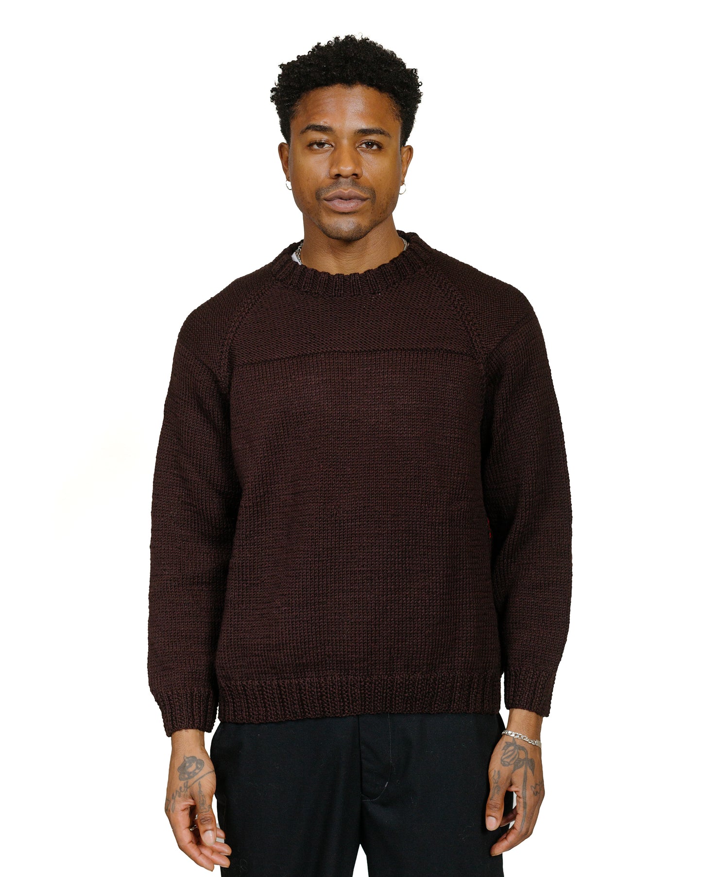 CASEY CASEY Mix Stitch Jumper Wooly Brown model front