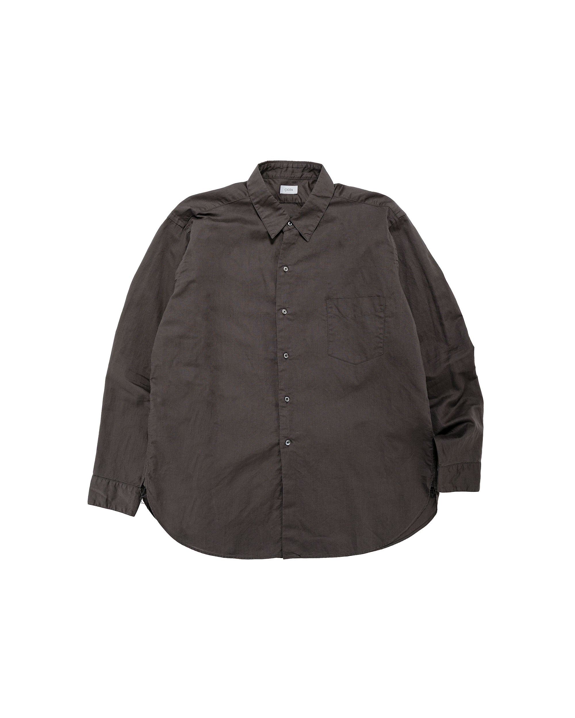 CIOTA Regular Collar Shirt ダークブラウン 5 CIOTA Regular Collar Shirt Cotton/Linen Charcoal Gray – lost & found