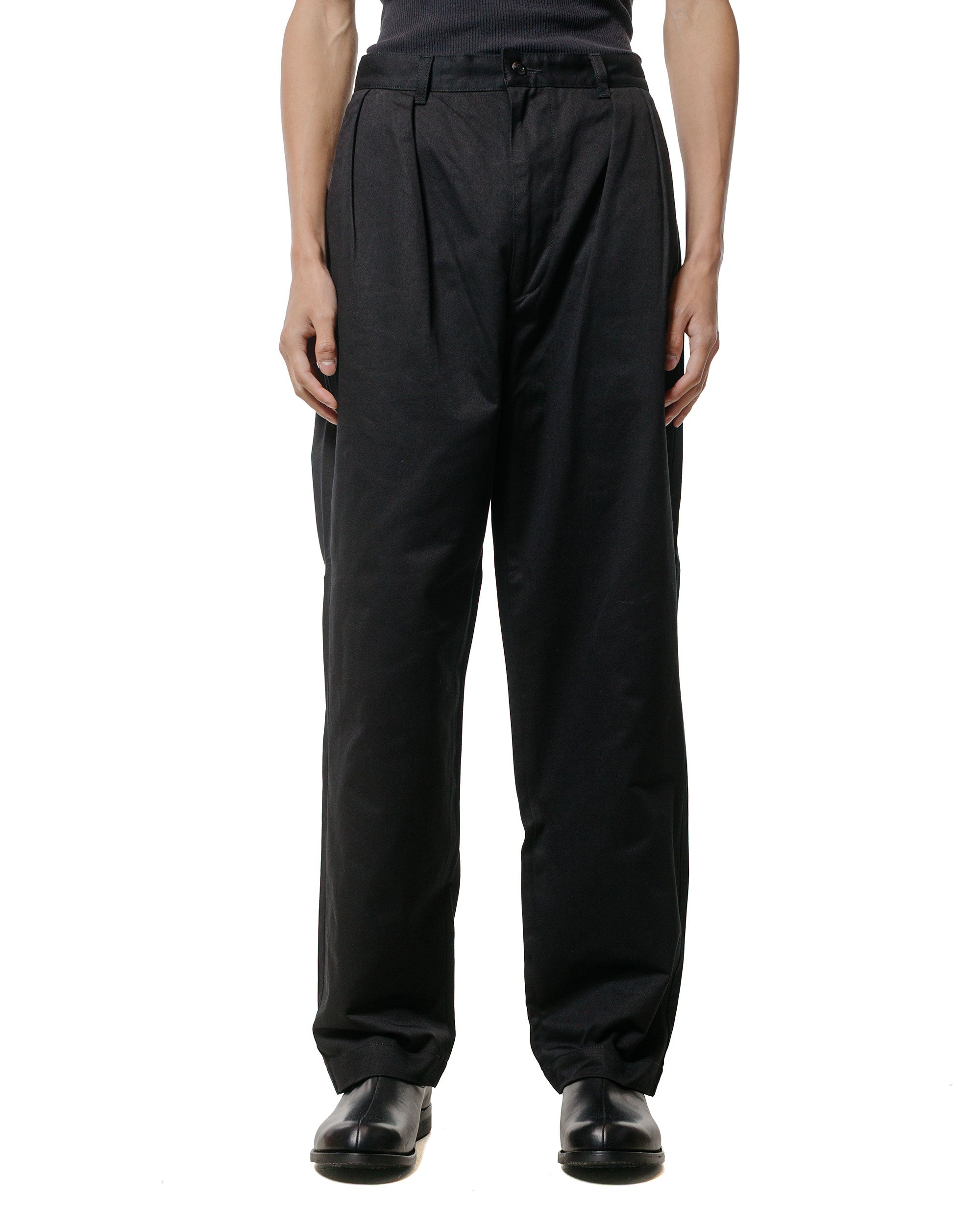 CIOTA 2 Tuck Chino Cloth Pants (Stone Wash) Black