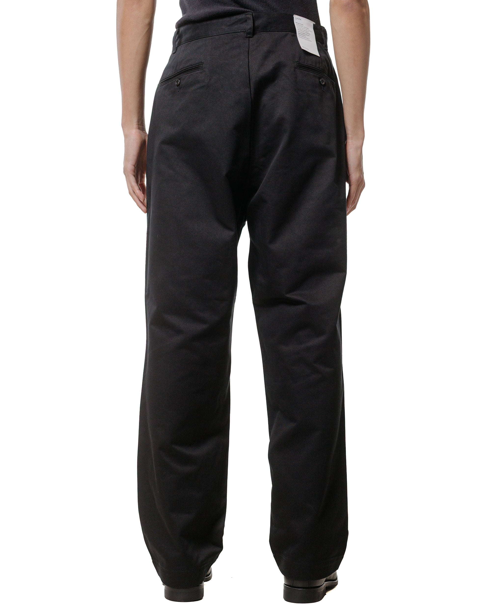 CIOTA 2 Tuck Chino Cloth Pants (Stone Wash) Black