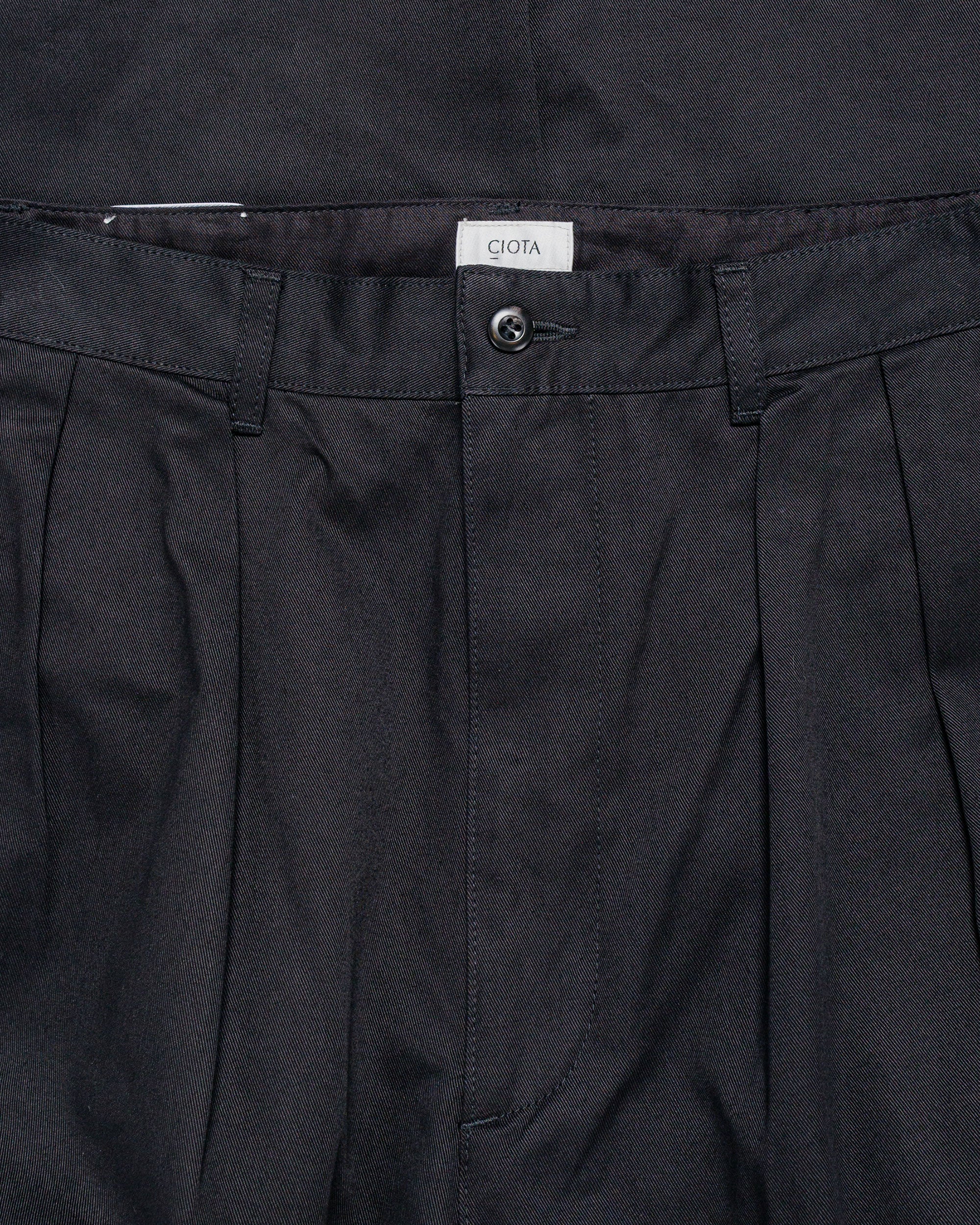 CIOTA 2 Tuck Chino Cloth Pants (Stone Wash) Black