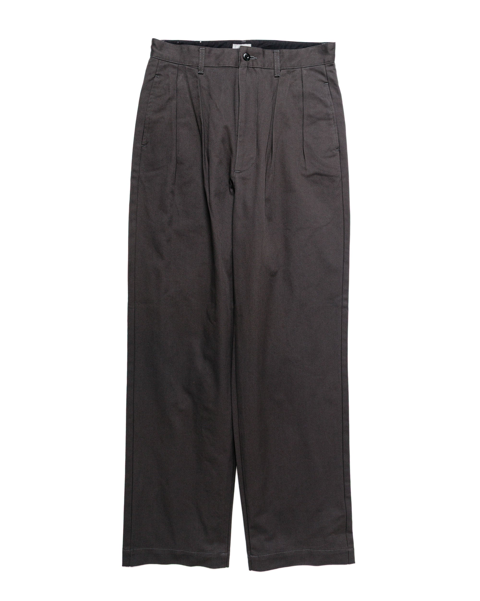 CIOTA 2 Tuck Chino Cloth Pants (Stone Wash) Charcoal Grey