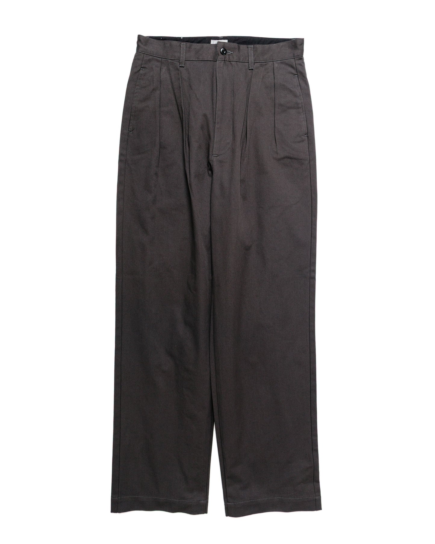 CIOTA 2 Tuck Chino Cloth Pants (Stone Wash) Charcoal Grey